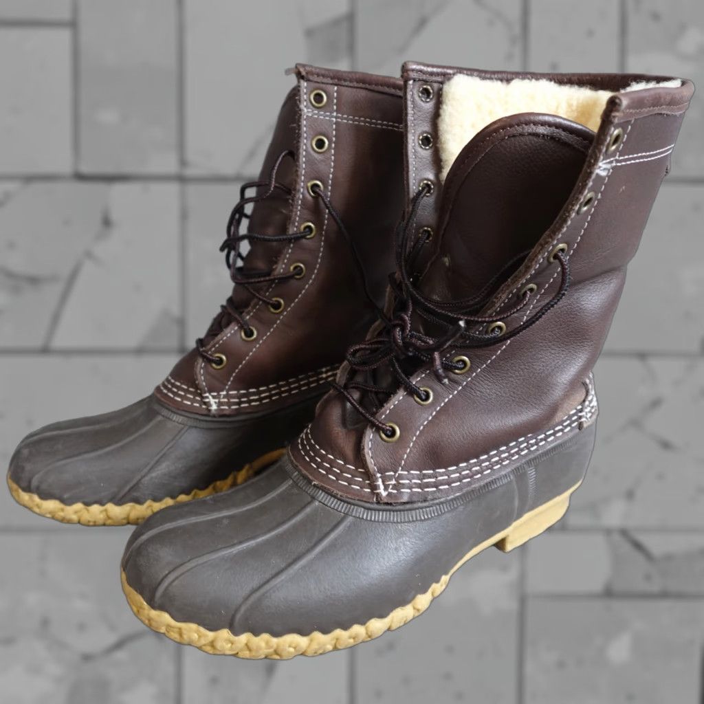Vintage LL Bean Boots Womens 8 Brown Duck Shearling Lined 8 Eye Boots Mens Women tailored?? Size US 8 / IT 38 - 1 Thumbnail