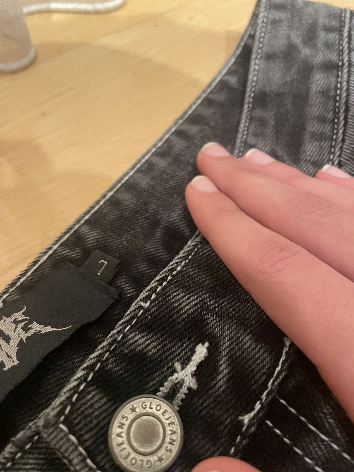 Other Black Baggy Jeans with Gothic Cross Embroidery – Y2K Style Size US 32 / EU 48 - 5 Thumbnail