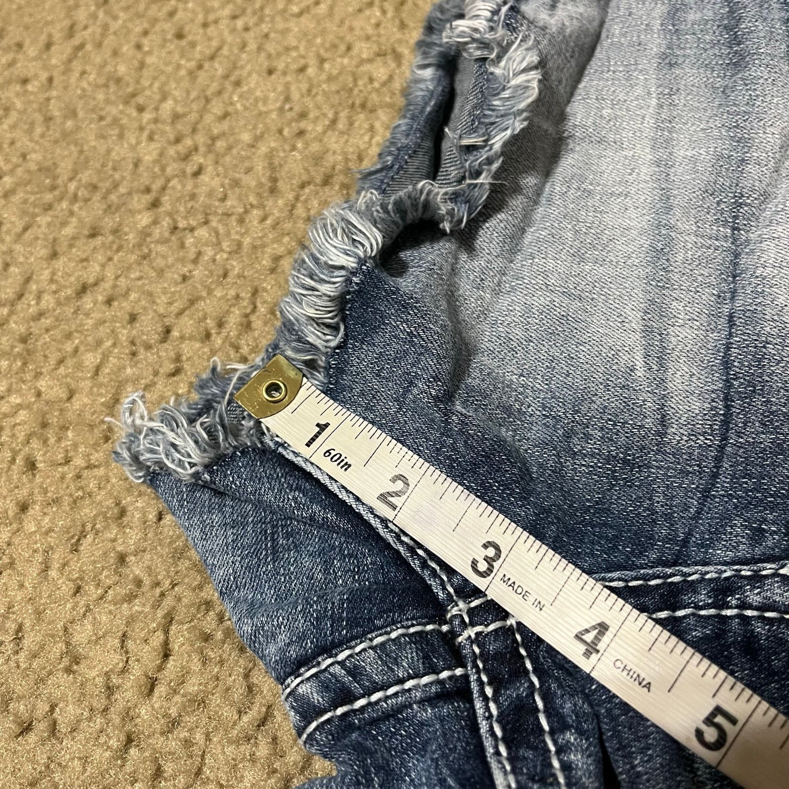 Grace in LA Y2K Grace Embroidered Distressed Dark Jean Booty Shorts 30W Size 30" / US 8 / IT 44 - 5 Thumbnail