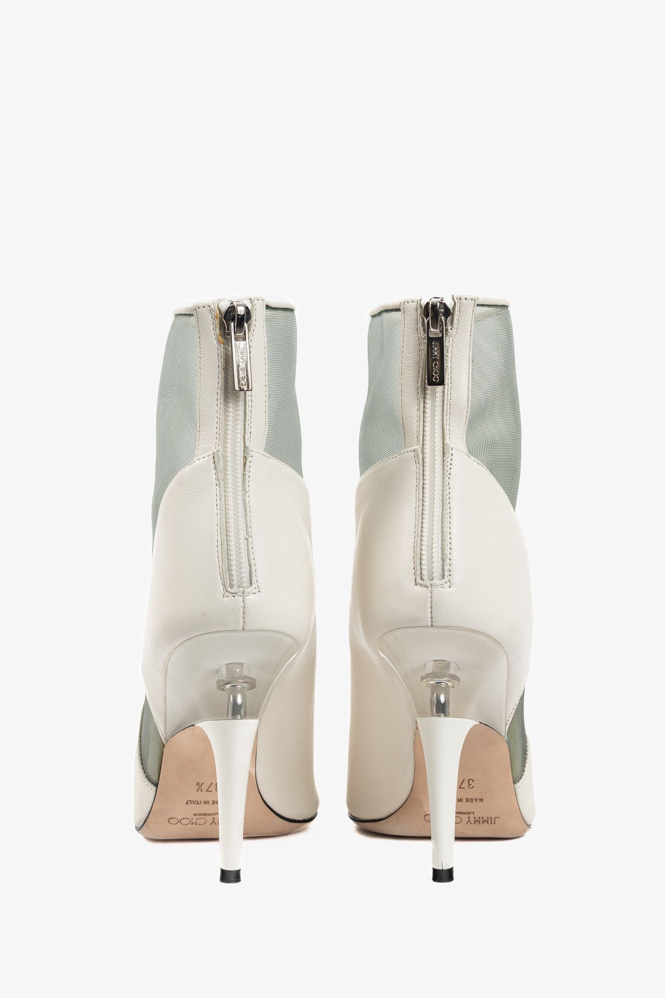 Jimmy Choo Jimmy Choo Sioux 100 Latte Nappa & Mint Mesh Ankle Boots Size US 7 / IT 37 - 3 Thumbnail