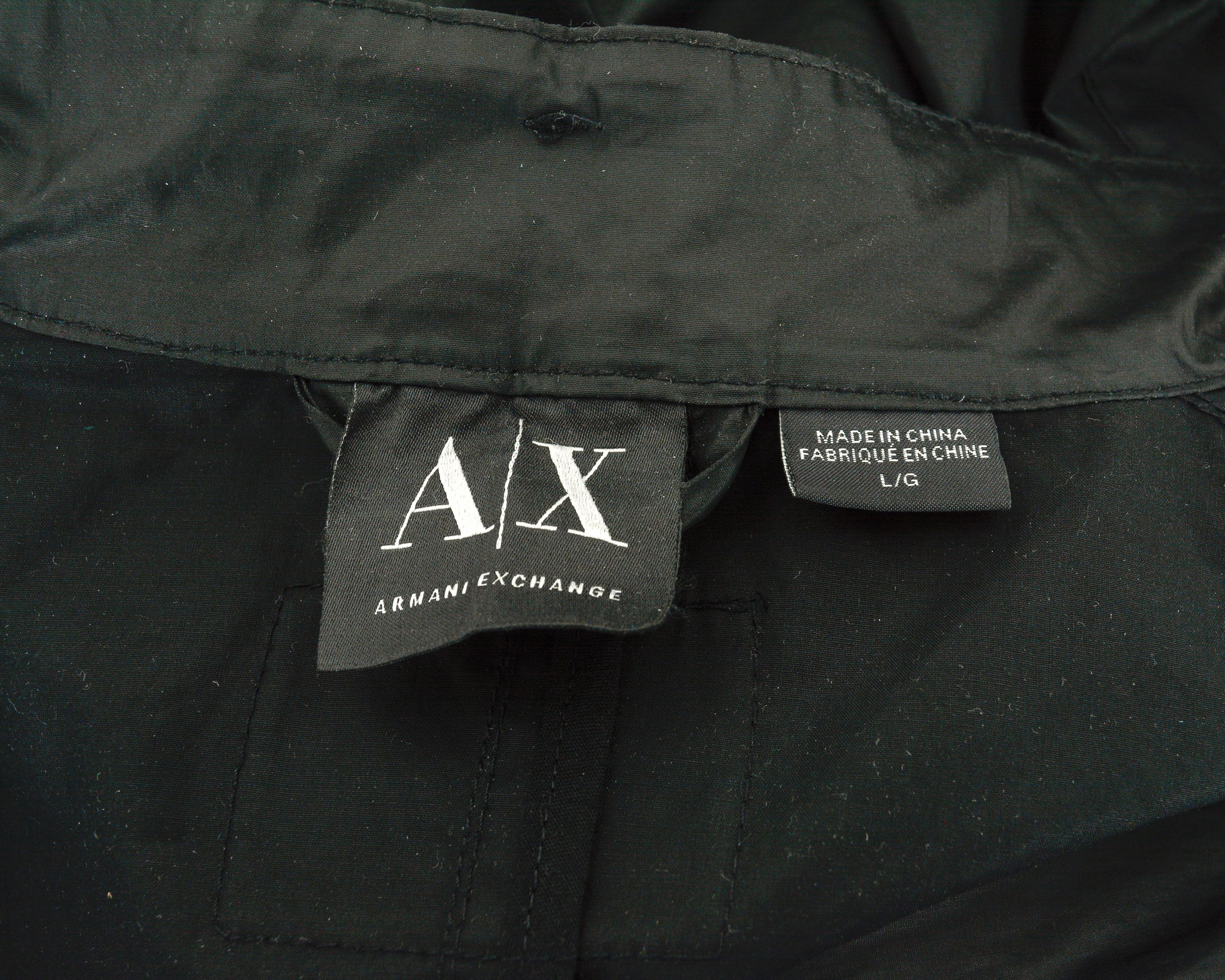 Armani Exchange AX men L Bomber Jacket Waxed cotton Racer Moto Black Coat Size US L / EU 52-54 / 3 - 7 Thumbnail