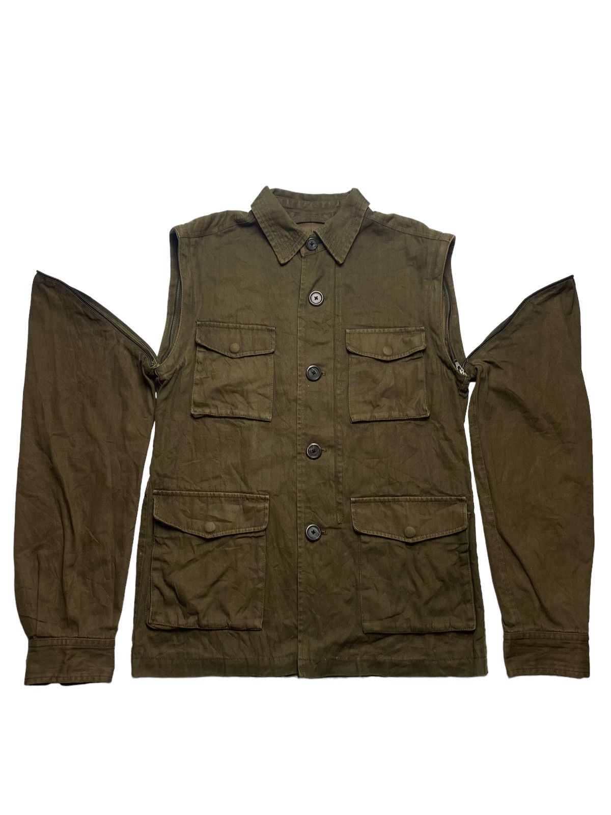 image of Final Home x General Research F/w 2000 Arabic Label - 2 Way Hunting Jacket & Vest in Brown (Size La