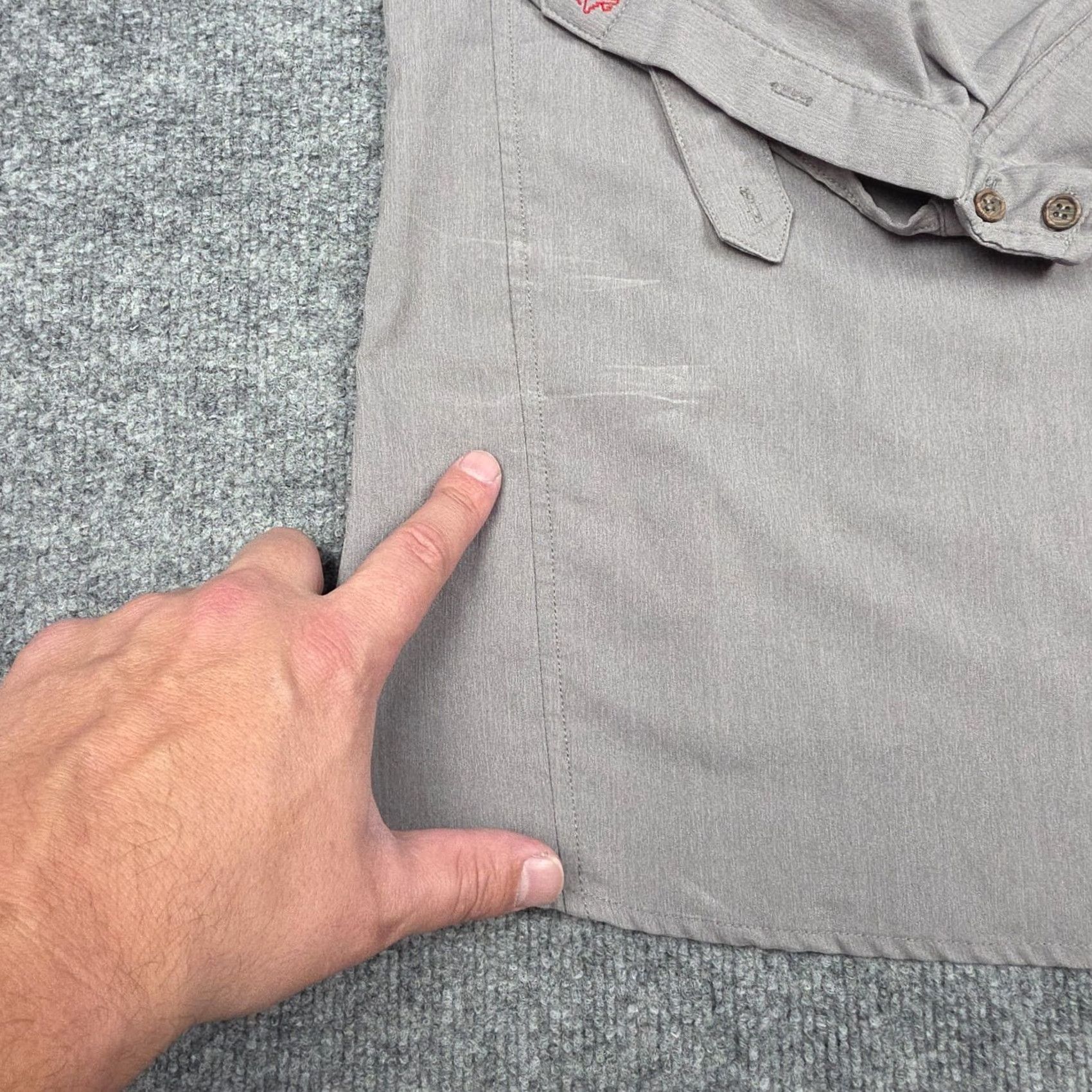 Vintage Western Rise Shirt Men's Large Gray Button Long Sleeve Pocket Nylon Blend Size US L / EU 52-54 / 3 - 7 Thumbnail