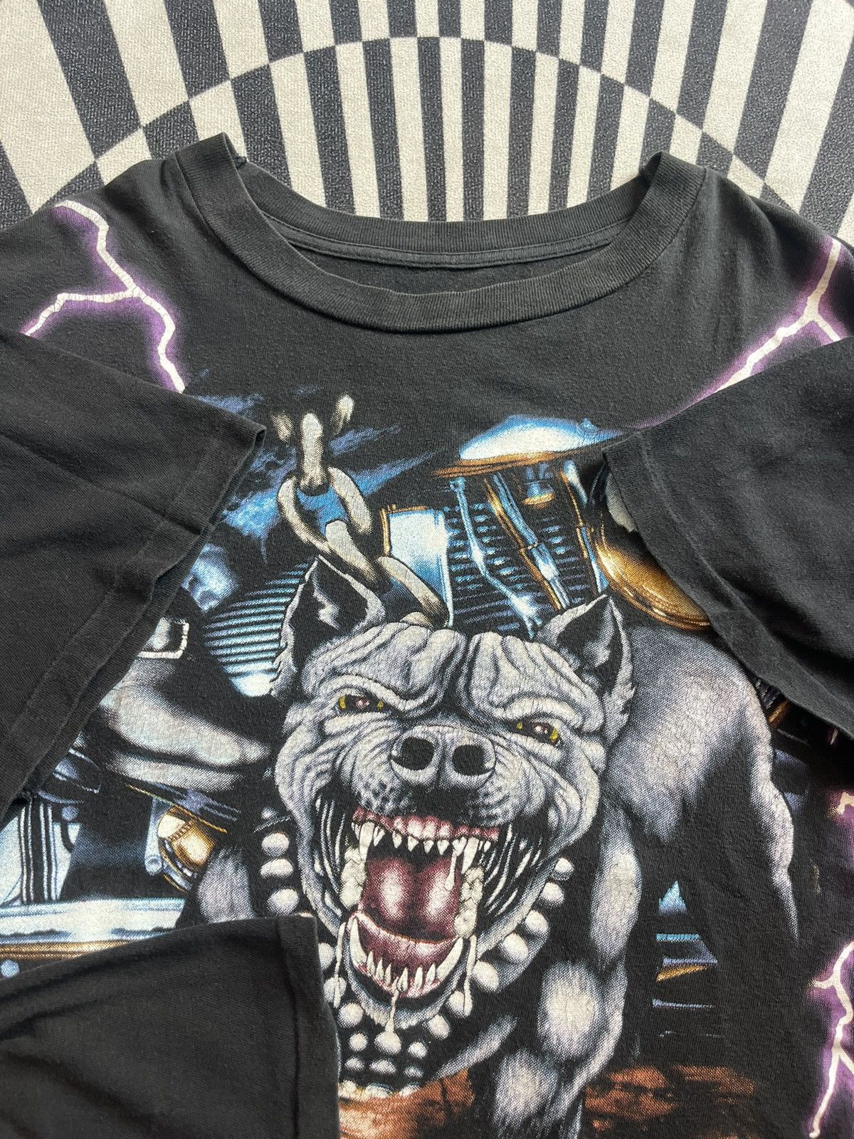 Vintage Vintage AMERICAN THUNDER PITBULL Bikeer 90’s Tshirt Size US XL / EU 56 / 4 - 6 Thumbnail