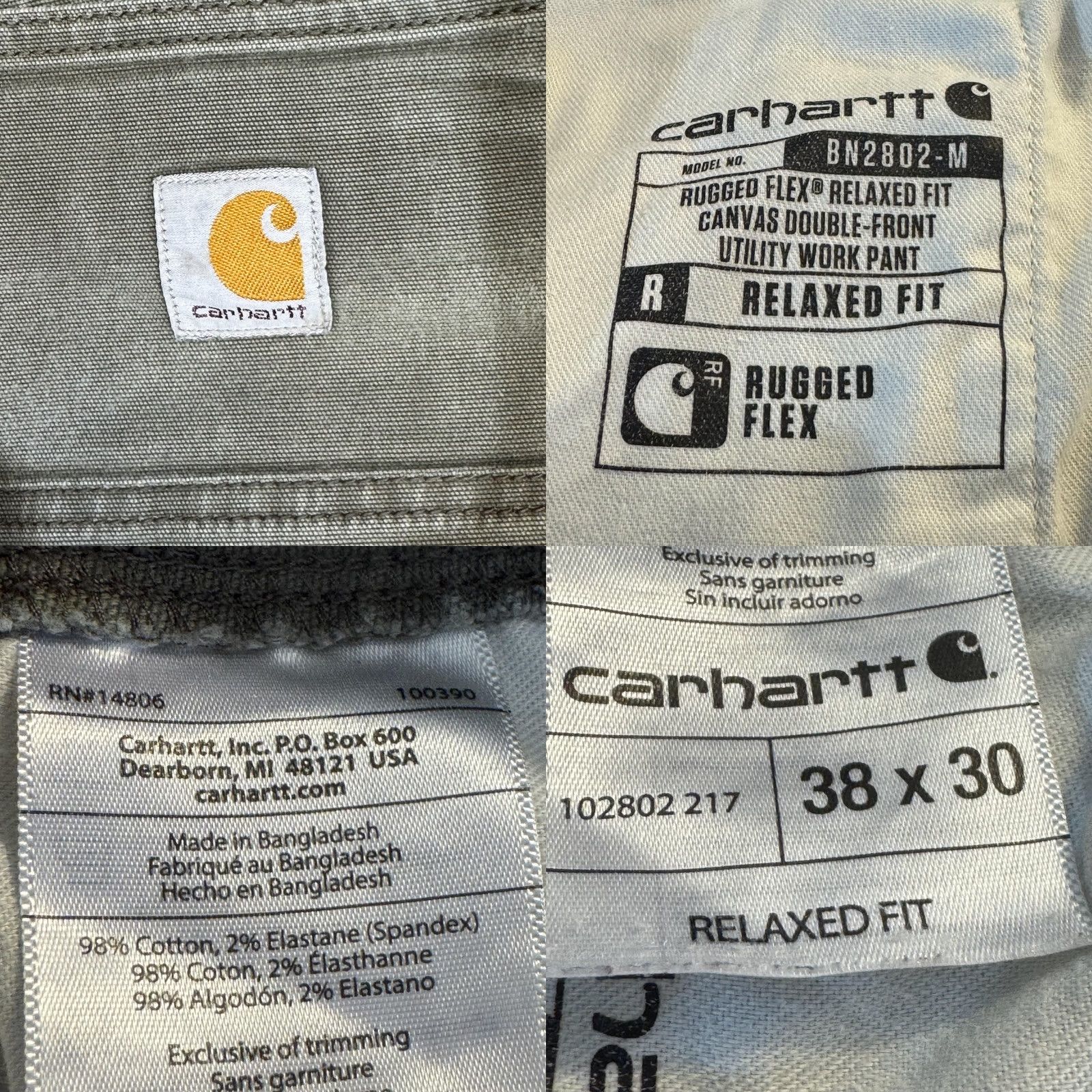 Carhartt VINTAGE Carhartt Work Pants Mens 38x30 Green Rugged Flex Relaxed Fit Double Front Size US 38 / EU 54 - 8 Thumbnail