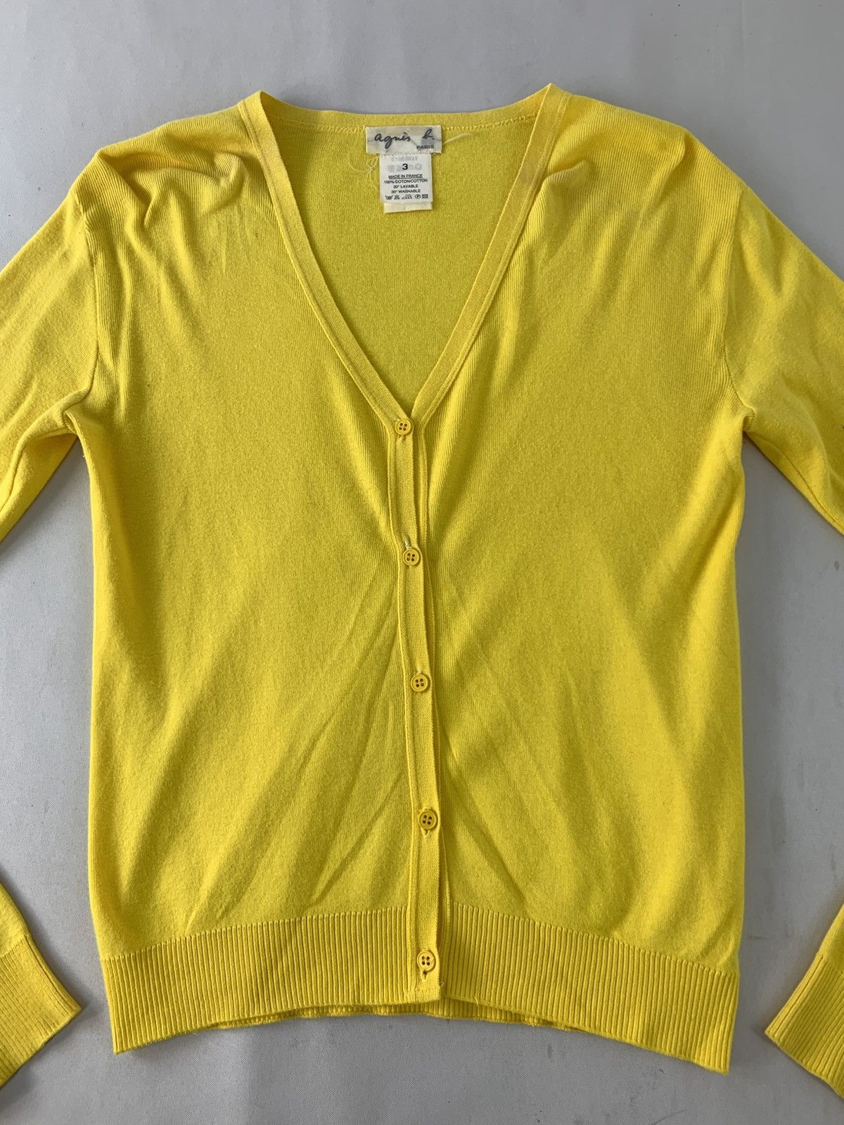 agnes b. Agnes B Paris Button Down Knit Yellow Cardigan Size S / US 4 / IT 40 - 3 Thumbnail