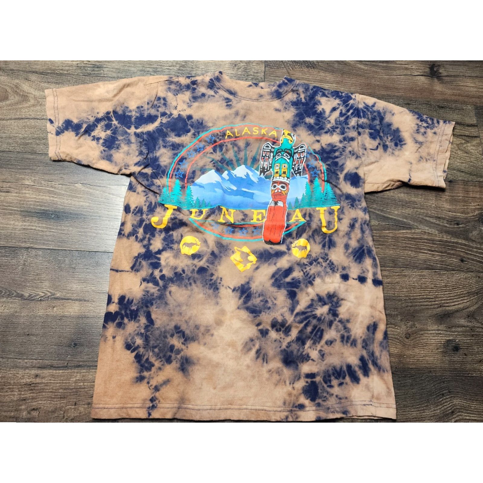 Vintage VINTAGE Y2K Mens L T Shirt Souvenir Juneau Alaska Tie Dye Travel Blue Cotton Blend Crew Neck Short Sleeve Mens Size US L / EU 52-54 / 3 - 5 Thumbnail