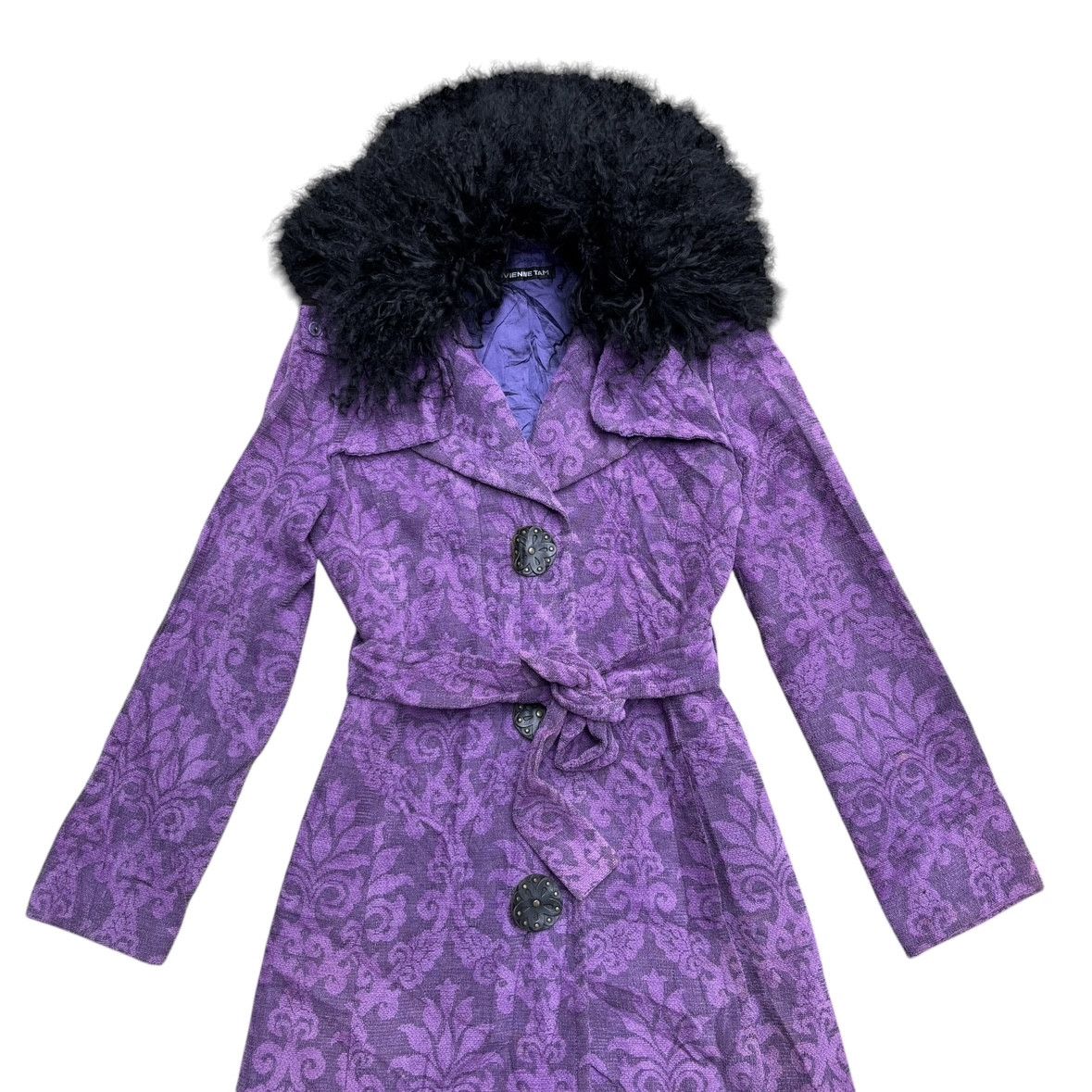 Vivienne Tam Vivienne Tam Velvet Embossed Coat With Removeable Fur Size S / US 4 / IT 40 - 2 Thumbnail
