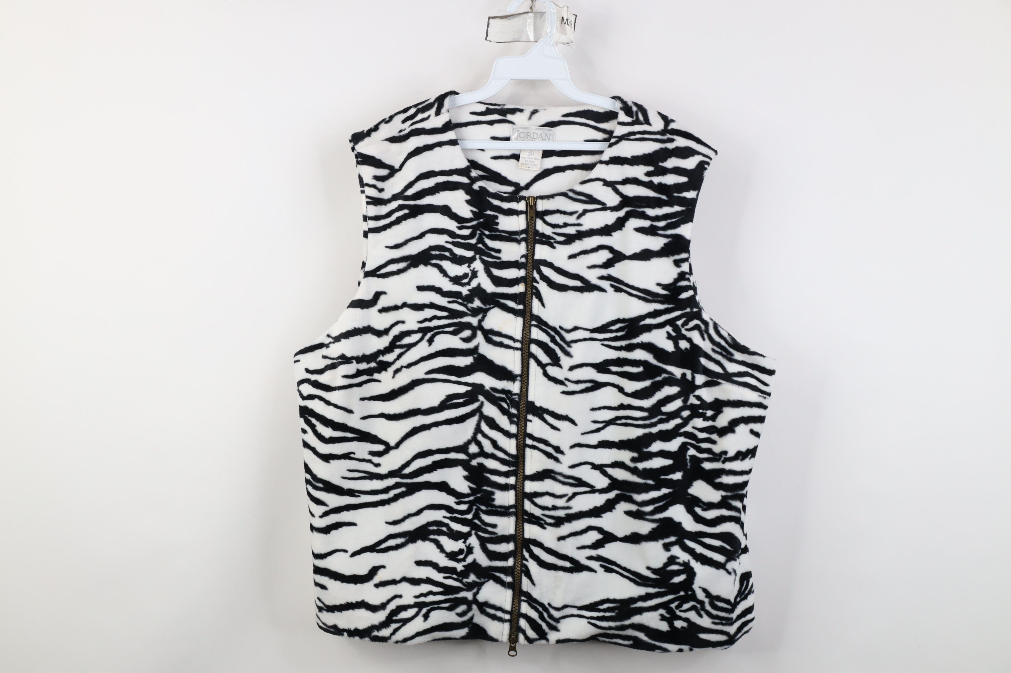Vintage Vintage 90s Streetwear Zebra Striped Fleece Vest Jacket Size XXL / US 16-18 / IT 52-54 - 1 Thumbnail