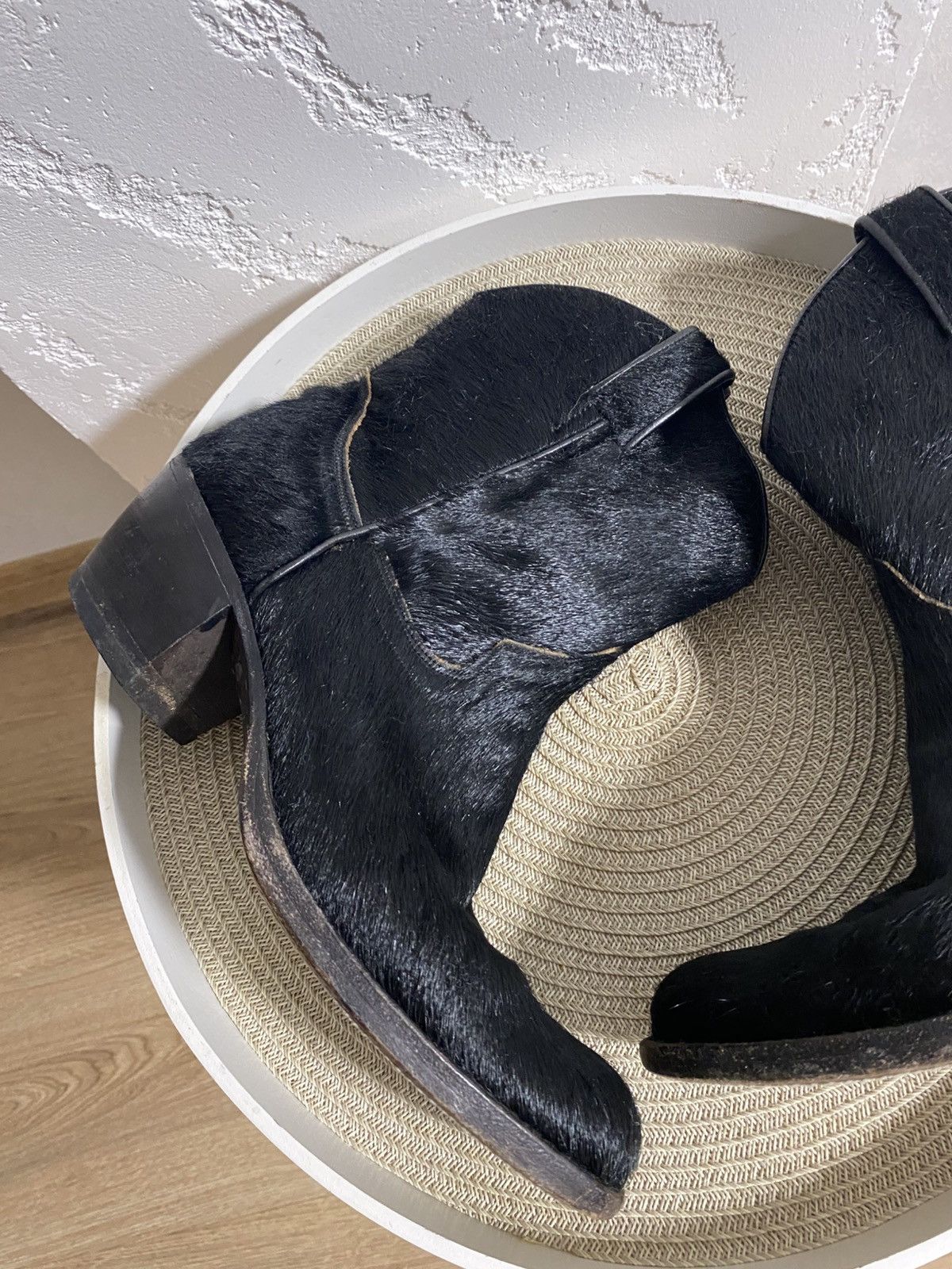 Cowboy Equipment Tony Mora Black Pony Fur Real Leather Western Cowboy Boots Size US 7 / IT 37 - 2 Thumbnail