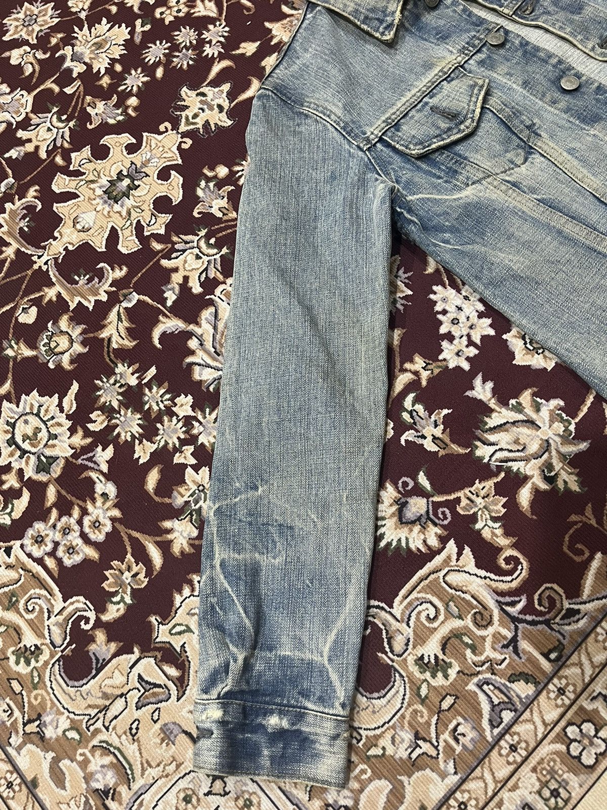 OMNIGOD Vintage Domingo Omnigod Distressed Stain Denim Jacket Size XS / US 0-2 / IT 36-38 - 6 Thumbnail
