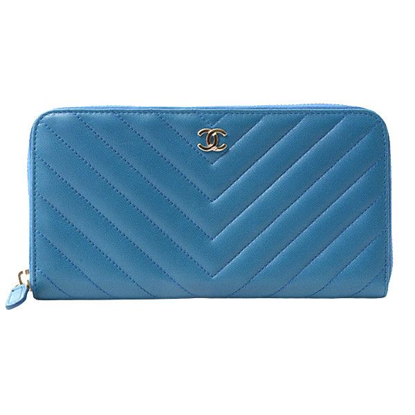 Chanel Chanel Chanel Chevron Lambskin Zip-Around Wallet Leather Long Wallet 2------- in Great Condition Size ONE SIZE - 1 Thumbnail