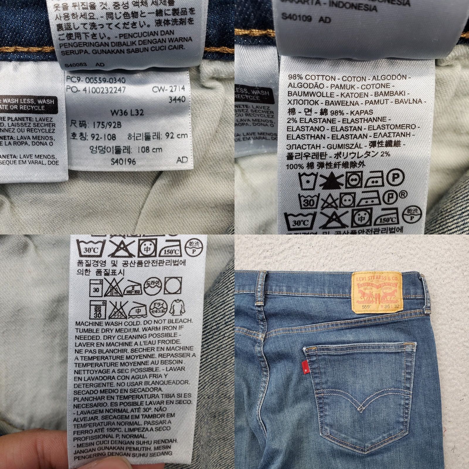 Levi's Levi's Mens 559 Straight Jeans 36x32 Blue Denim Red Tab 5-Pocket Medium Wash Straight Size US 36 / EU 52 - 8 Thumbnail