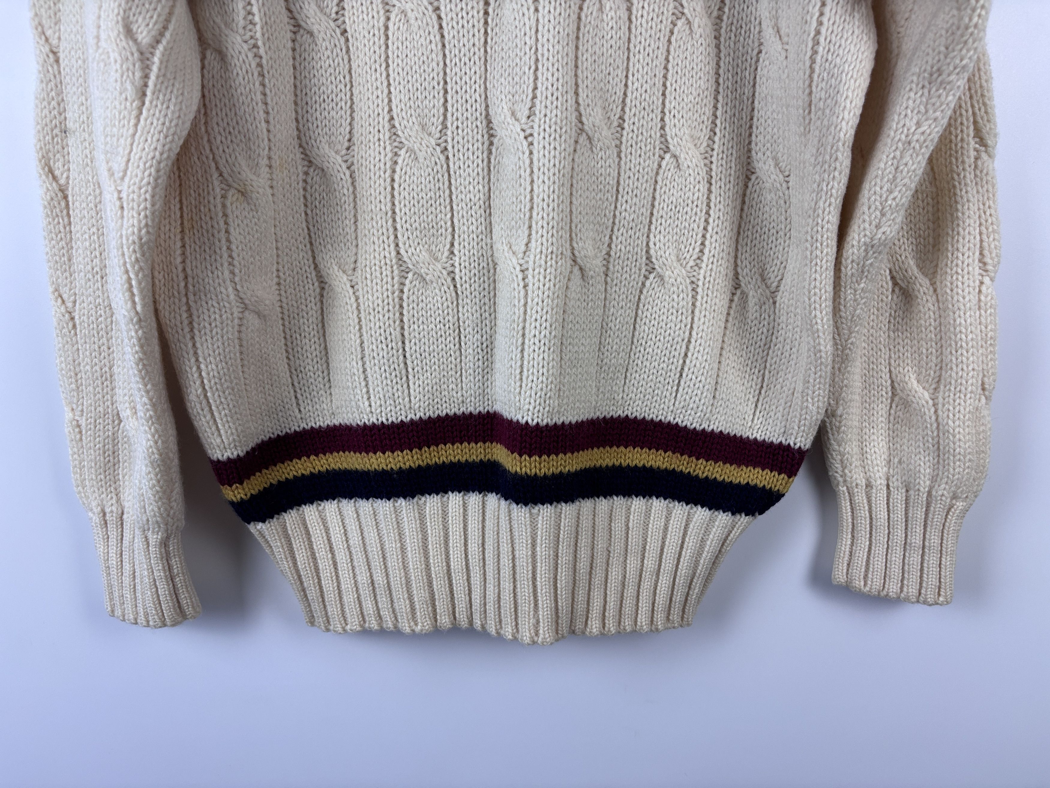 Vintage KF Knitwear Hand Framed Tennis Cricket Sweater Cable-Knit Size US M / EU 48-50 / 2 - 9 Thumbnail