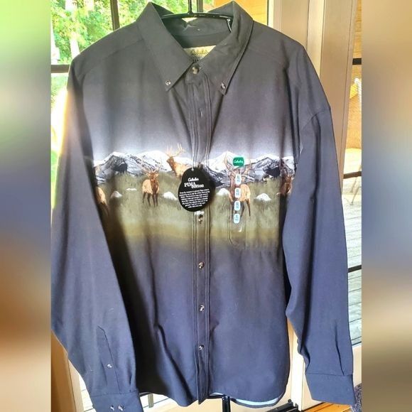 Other Cabela's Y2K Pima Cotton Flannel Grey Elk Printed Chamois LS Size US XL / EU 56 / 4 - 1 Thumbnail