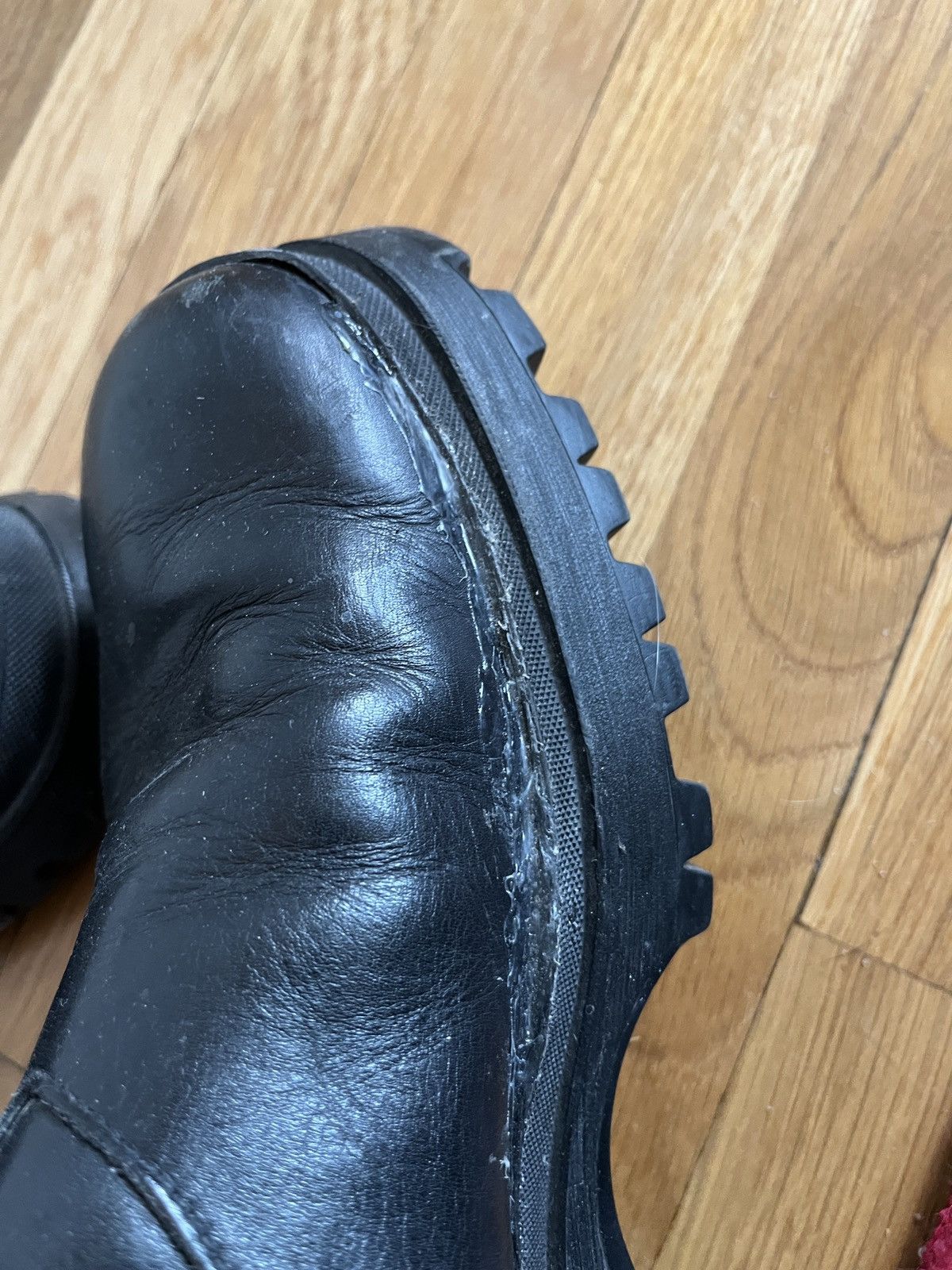 Leather × Prada × Vintage Prada Brixxen High Ankle Boots, Chelsea, Lug Sole, Chunky Size US 11.5 / EU 44-45 - 12 Thumbnail