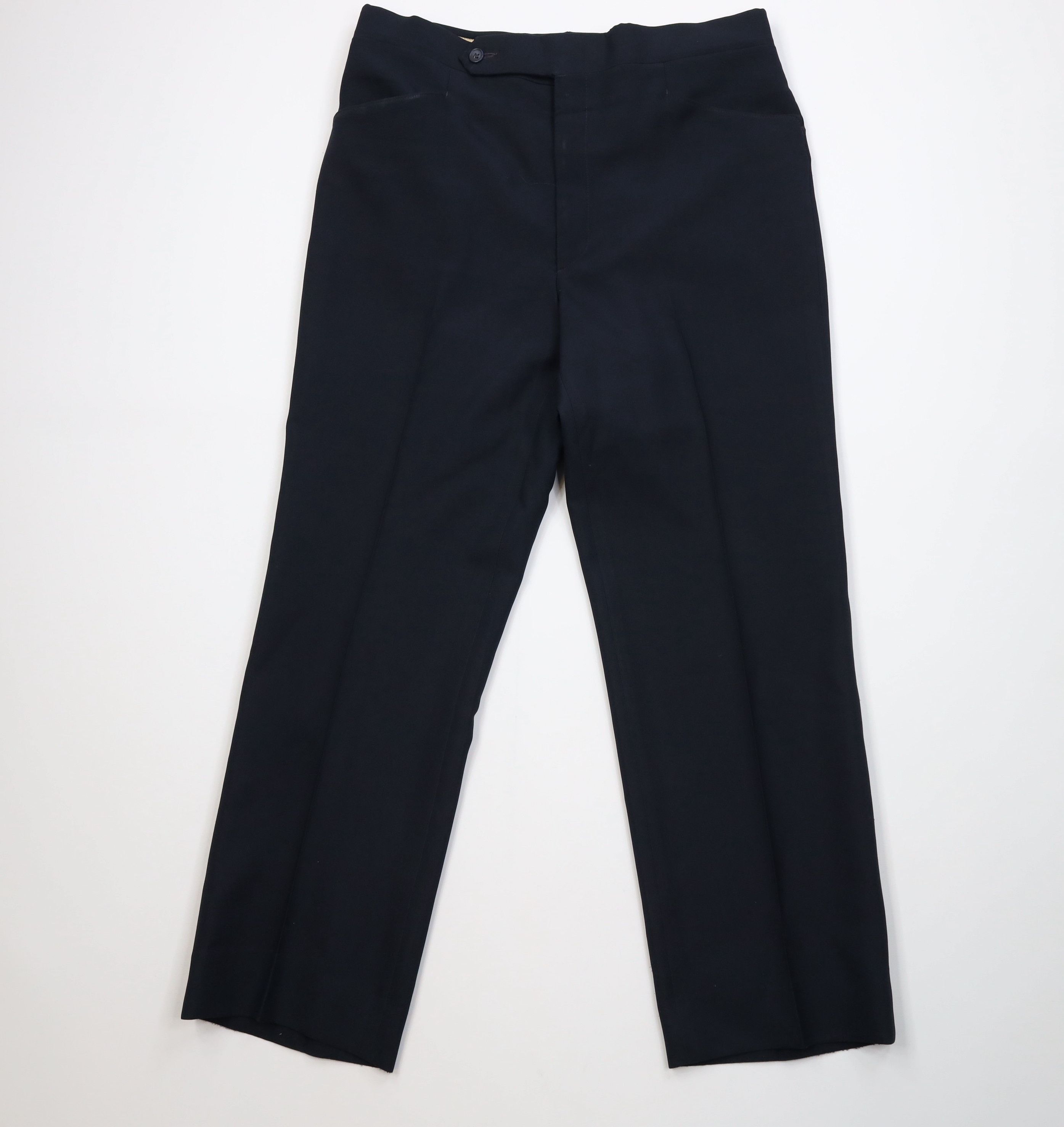 Vintage Vintage 70s Streetwear Wide Leg Chino Pants Navy Blue USA Size US 34 / EU 50 - 1 Thumbnail