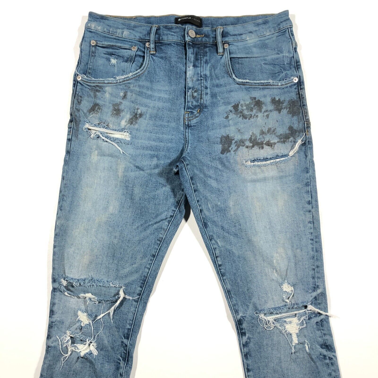 Purple Brand Purple Brand P002 Distressed Grungy Slim Skinny Jeans 34x34 Size US 34 / EU 50 - 3 Thumbnail