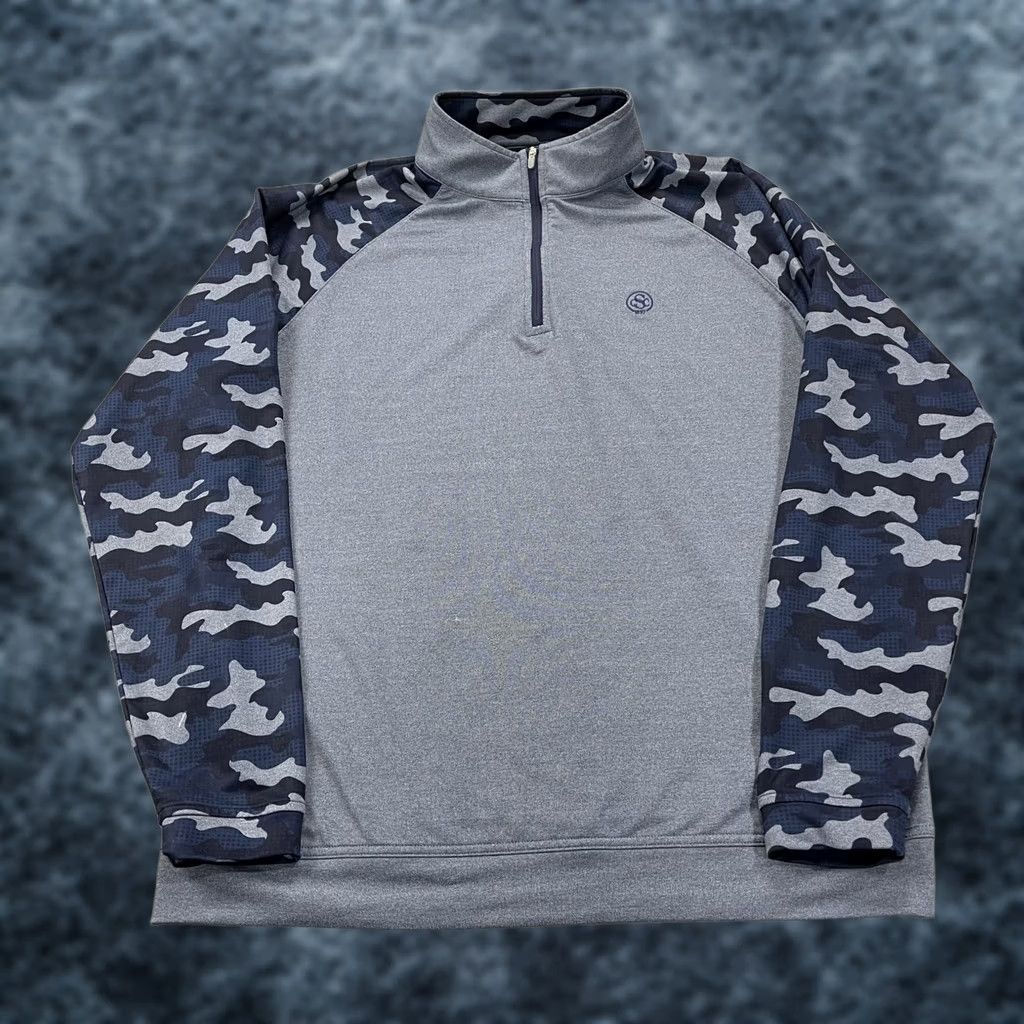 Peter Millar Peter Millar Jacket Mens L Blue Perth Pullover Golf 1/4 Zip Camouflage Skokie CC Shirt Mens L Blue Camouflage Golf Jacket Size US L / EU 52-54 / 3 - 1 Thumbnail