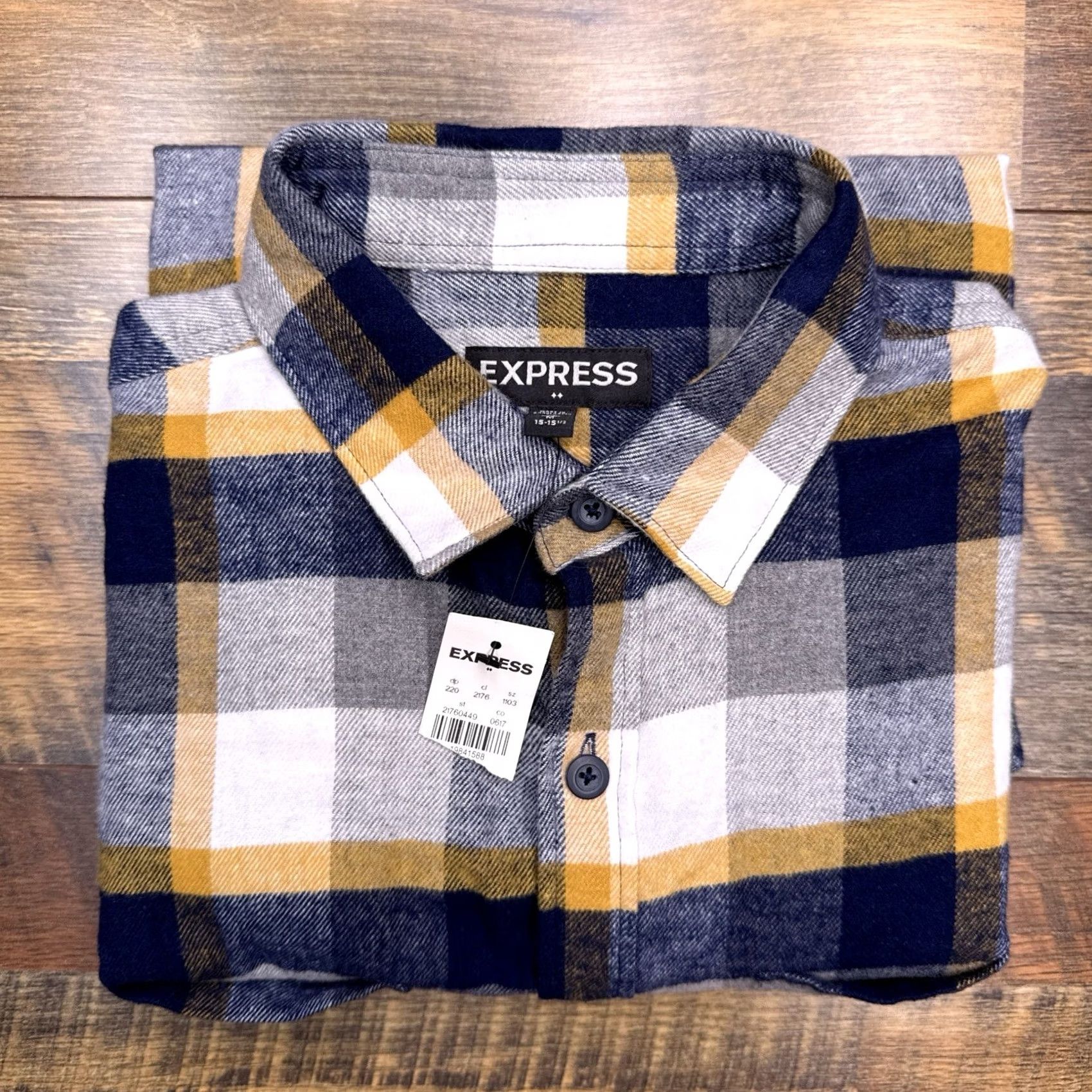 Express Express Shirt Mens M Button-Up Flannel Check Multicolor Cotton 4 Seasons Casual Travel Size US M / EU 48-50 / 2 - 2 Thumbnail