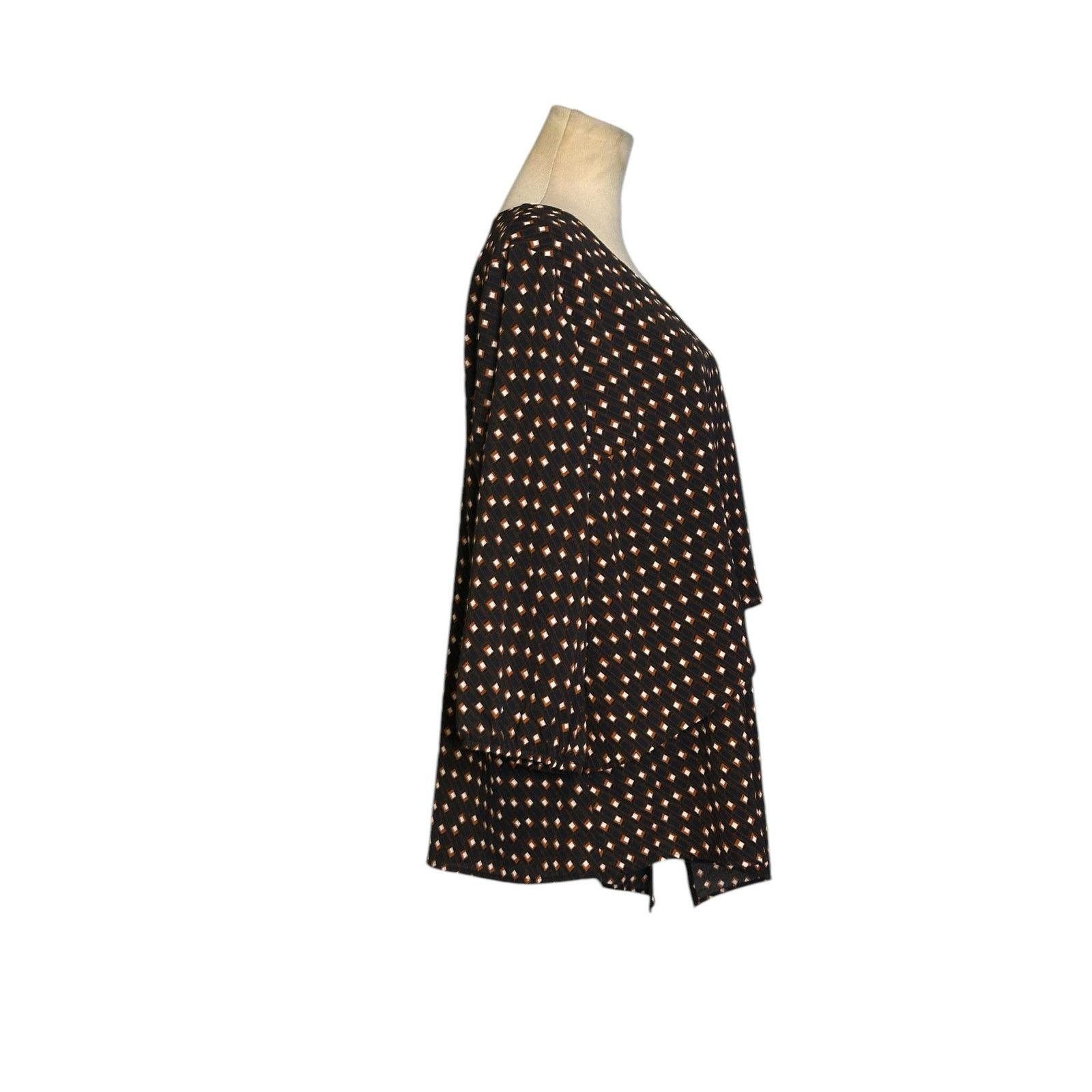 Apt. 9 APT. 9 Black brown layered asymmetric tunic blouse size L Size L / US 10 / IT 46 - 7 Thumbnail