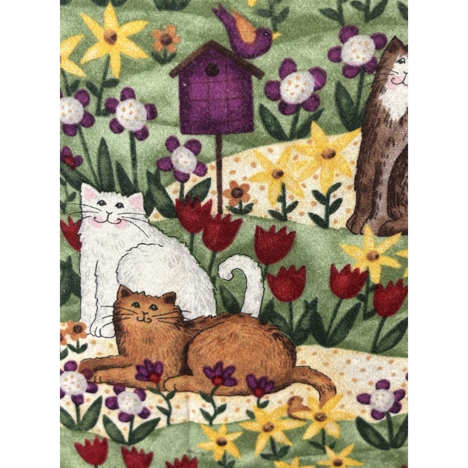 Folk Peaches Uniforms Scrub Top Women’s Small Folk Art Style Cats Birdhouses Multi-Color Cotton S Women Size S / US 4 / IT 40 - 6 Thumbnail