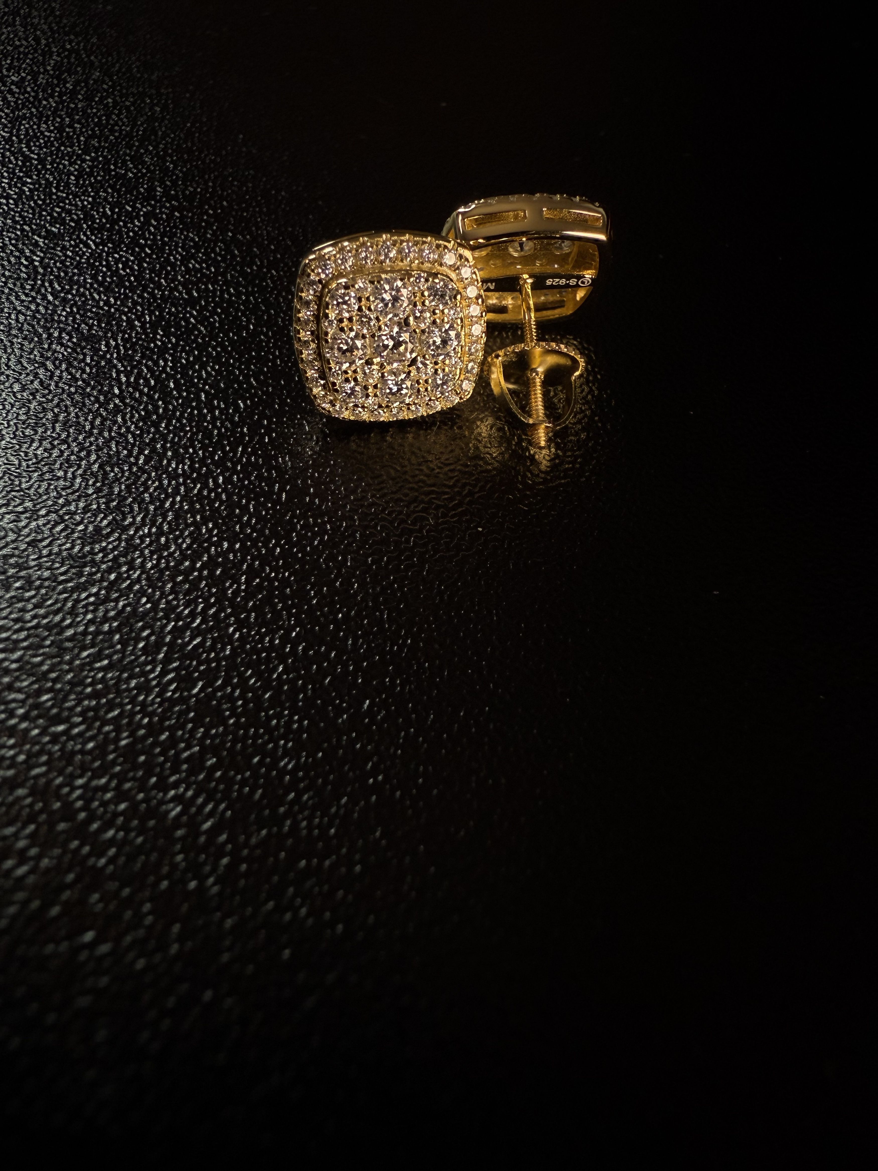 Other Square ice cross men’s Moissanite gold plated earrings Size ONE SIZE - 5 Thumbnail