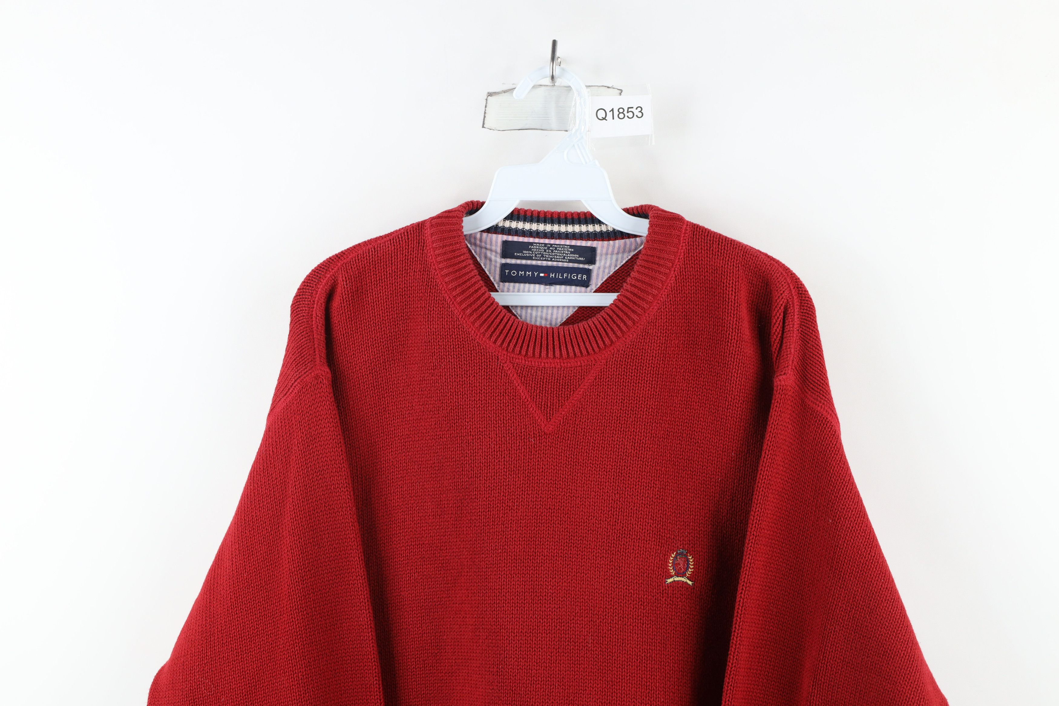 Tommy Hilfiger Vintage 90s Tommy Hilfiger Heavyweight Knit Sweater Red Size US L / EU 52-54 / 3 - 2 Thumbnail