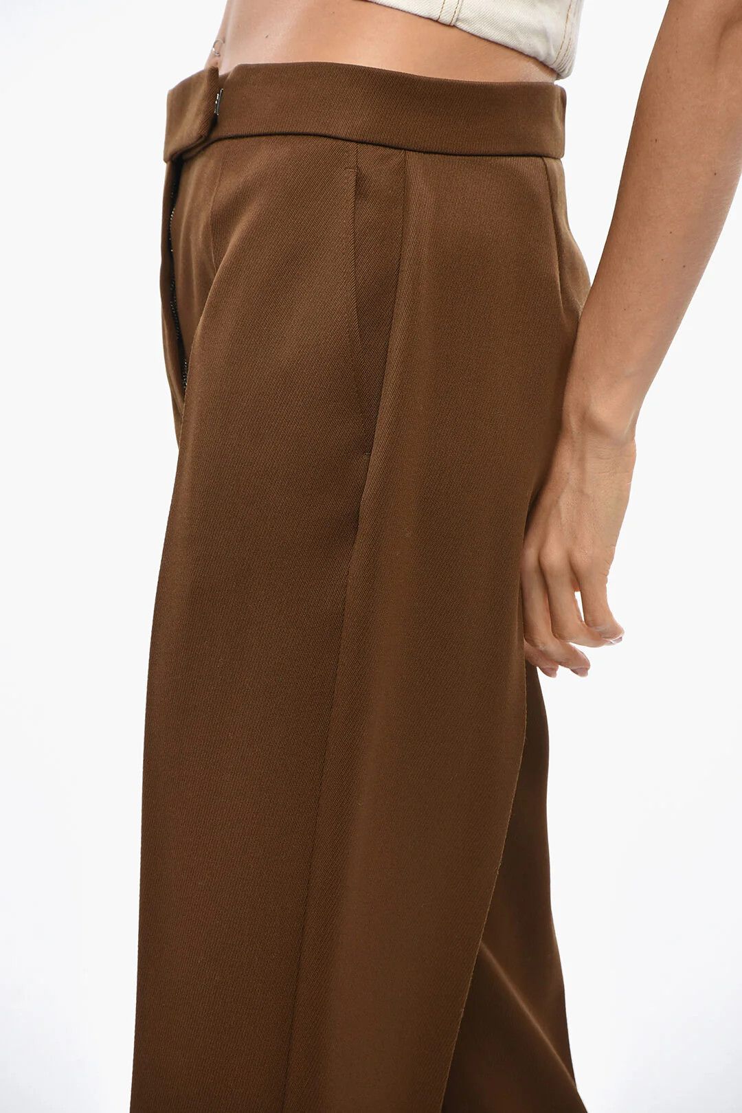 Tory Burch og1mm0426 Wool-Twill Chino Pant in Brown Size 28" / US 6 / IT 42 - 2 Thumbnail