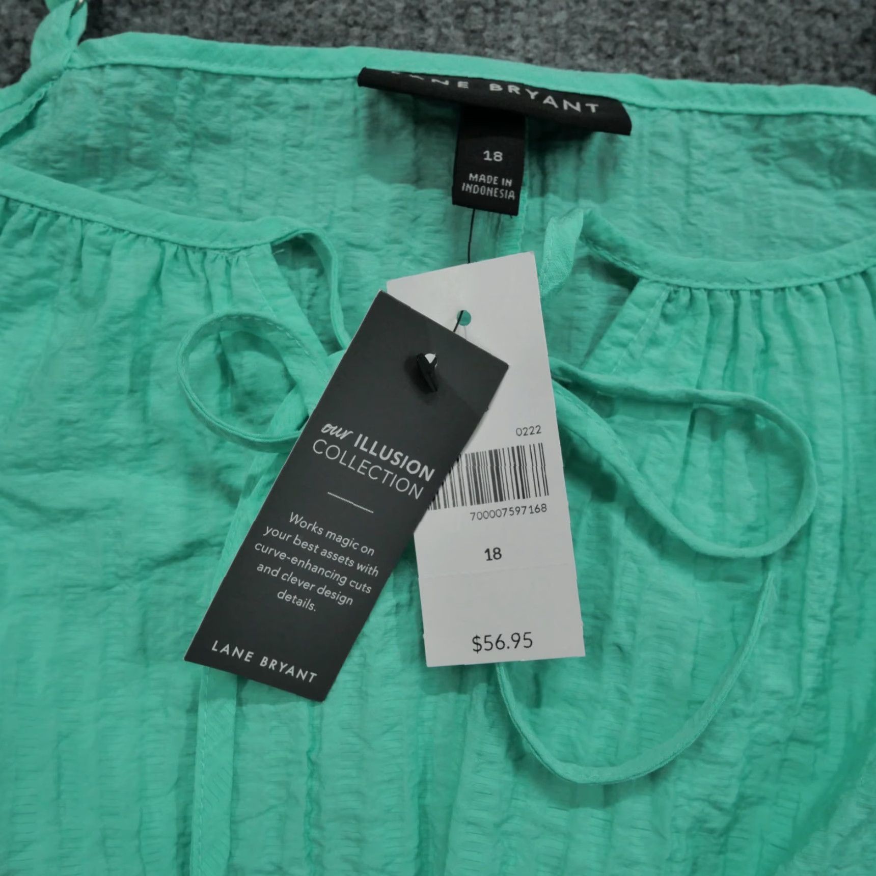 Vintage Lane Bryant Top Womens 18 Green Shirt Cold Shoulder Smock Waist Blouse Sleeveless Collared Button Non-Iron Casual Size XXL / US 16-18 / IT 52-54 - 4 Thumbnail