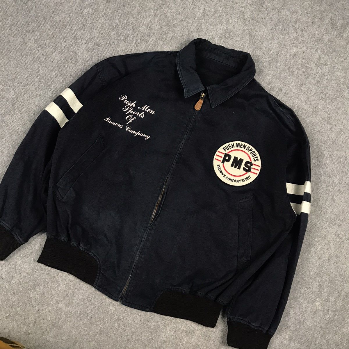 Japanese Brand PUSH MEN JAPANESE DESIGN BOMBER NAVY JACKET Size US L / EU 52-54 / 3 - 3 Thumbnail
