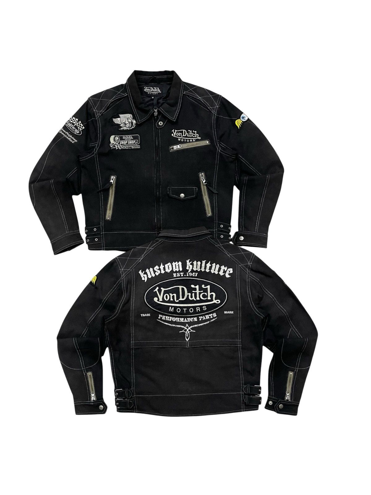 Von Dutch 2000s VON DUTCH MOTORS COTTON BIKER JACKETFADED JACKET Size US M / EU 48-50 / 2 - 1 Thumbnail