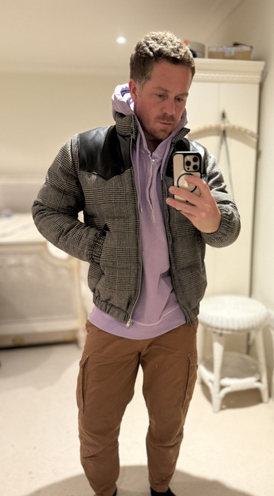 Celine $3.7k FW19 Celine Prince of Wales check leather puffa coat Size US M / EU 48-50 / 2 - 3 Thumbnail