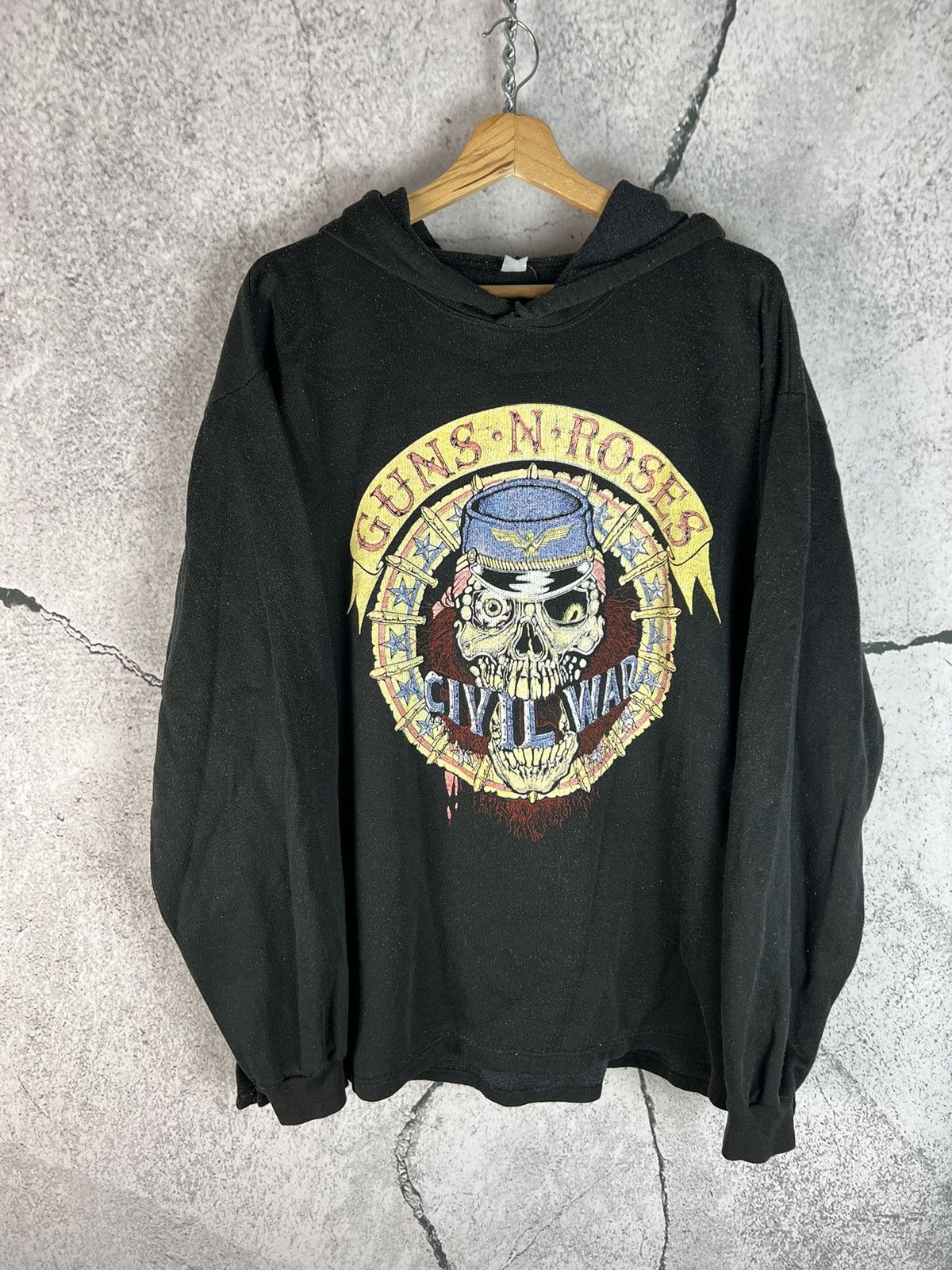 image of Band Tees x Guns N Roses Vintage 90's Guns N Roses Civil War Hoodie in Black, Men's (Size XL)