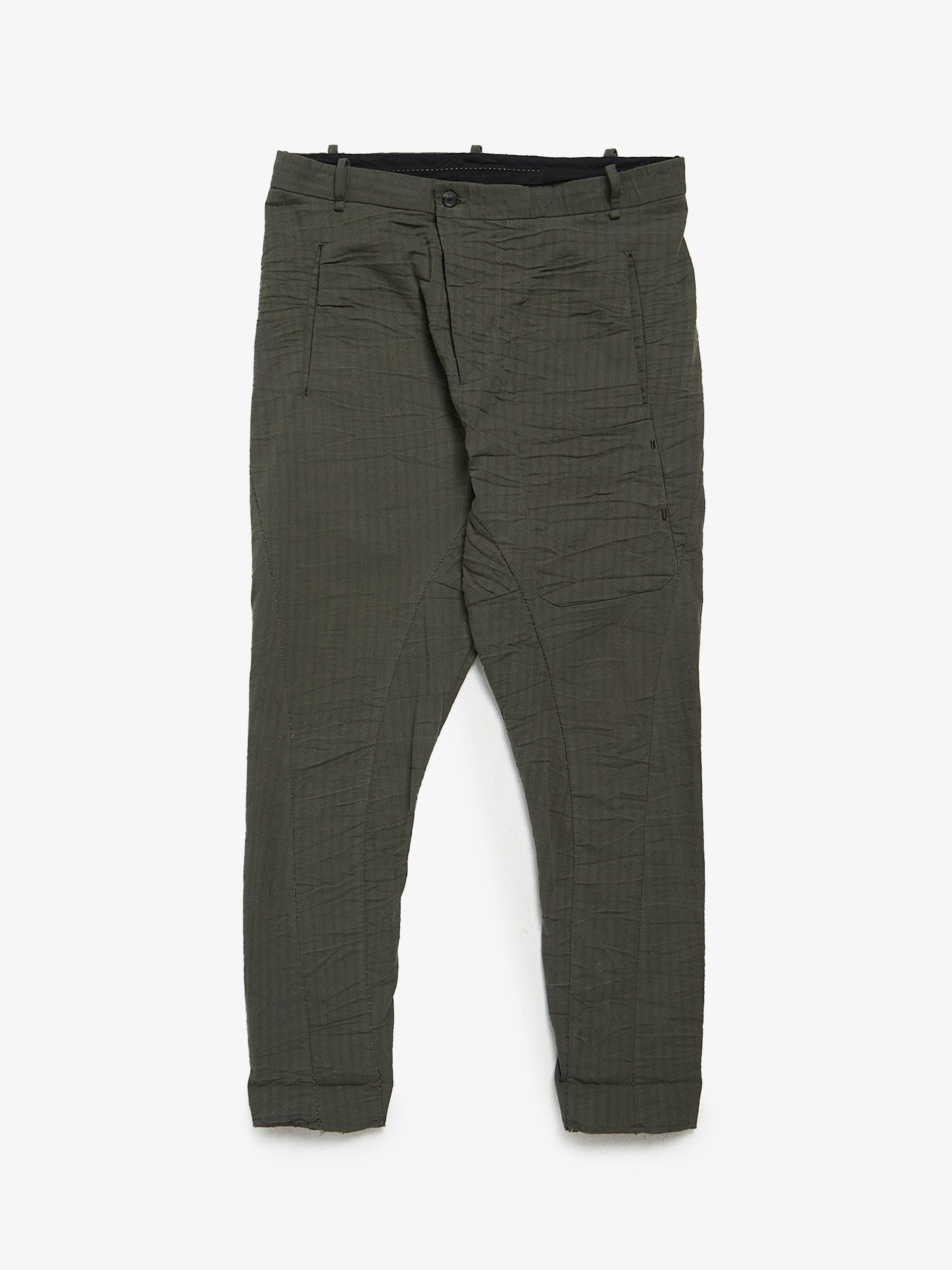 image of Masnada Khaki Buttoned Cotton Pants, Men's (Size 34)