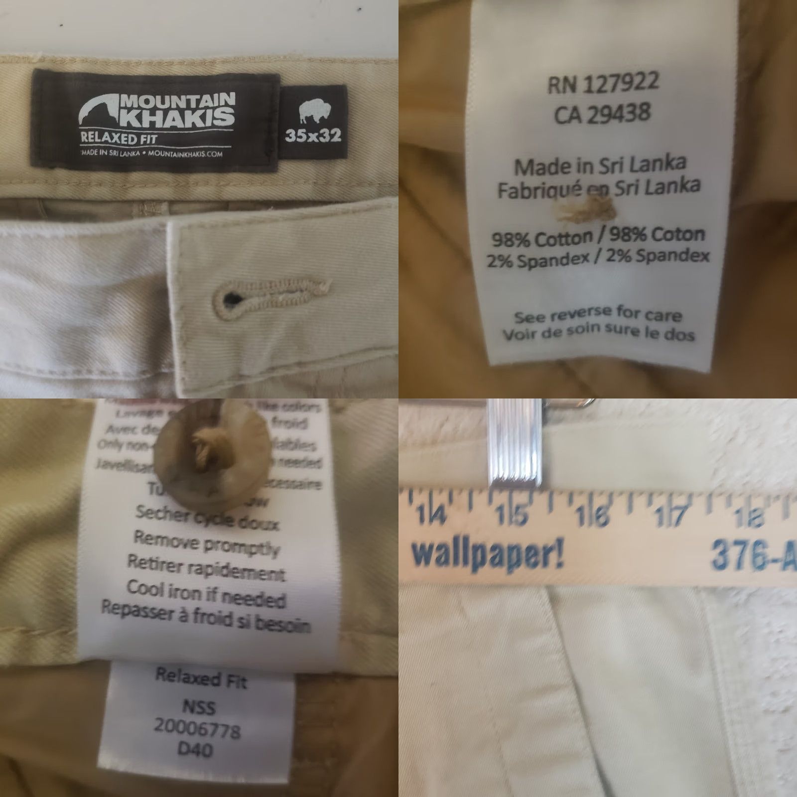 Mountain Khakis Mountain Khakis Chino Pants Straight Leg Mens 35x31 Khaki 5-Pocket Logo Pockets Outdoor Casual Workwear Winter Fall Spring Slacks Size US 35 - 10 Thumbnail