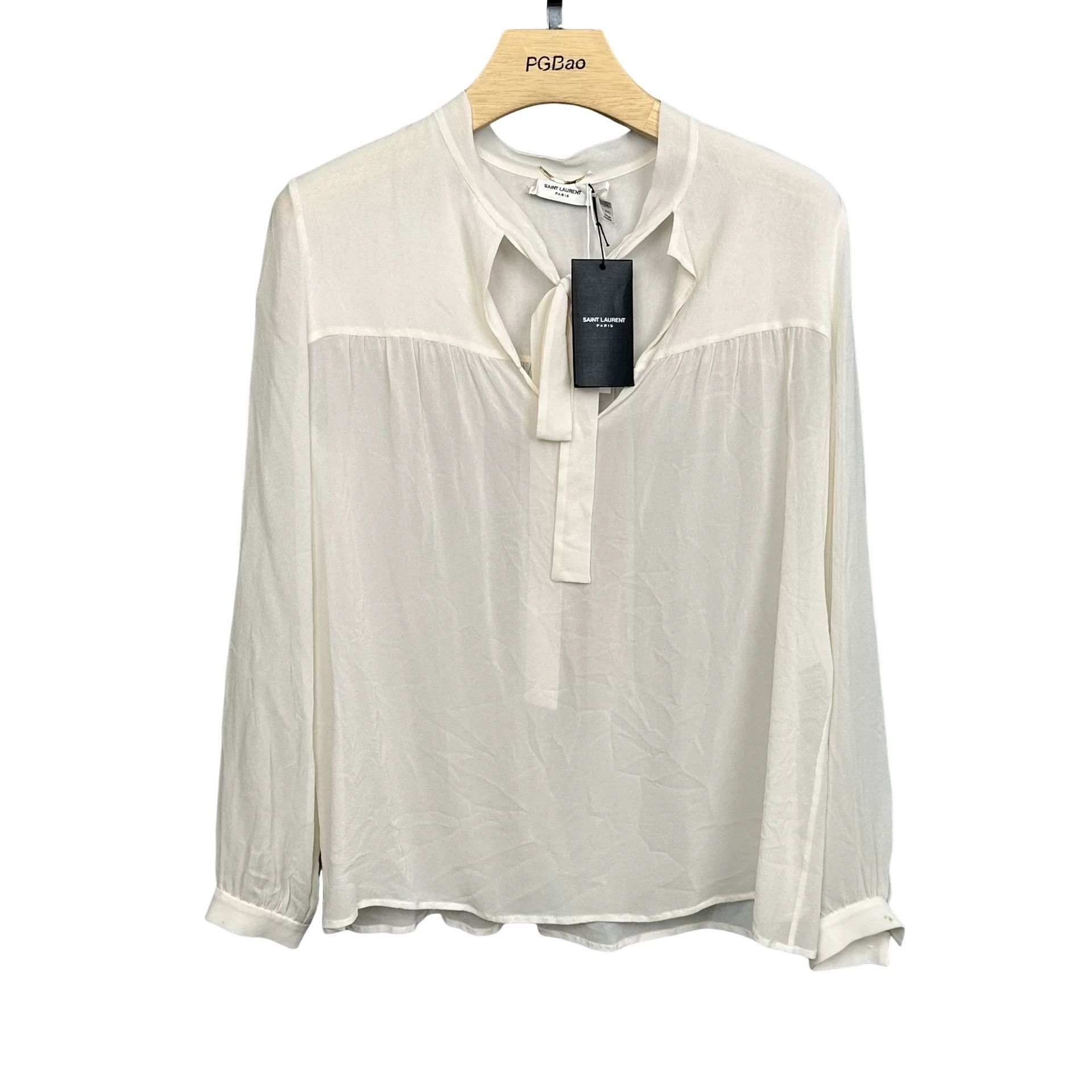 Saint Laurent Paris Saint Laurent Tie-Neck Silk Blouse FR 36 Size XS / US 0-2 / IT 36-38 - 1 Thumbnail
