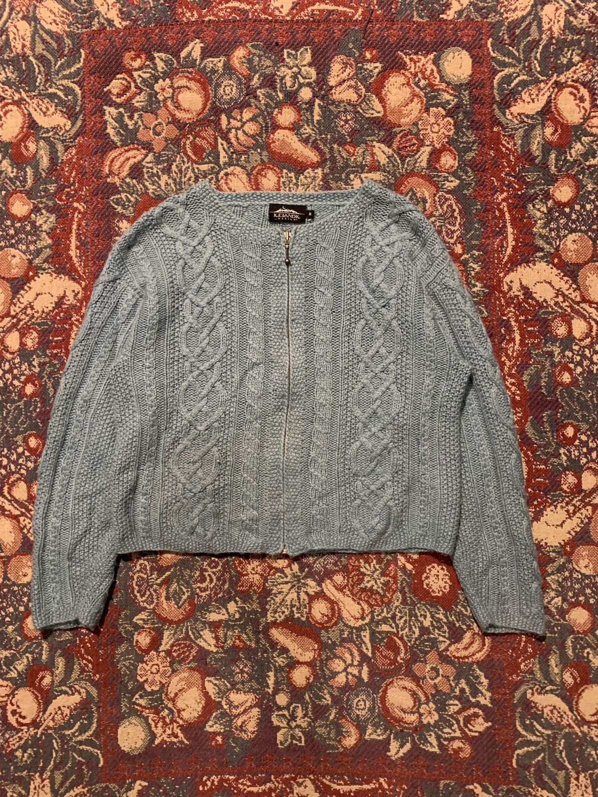 Vintage Vintage Icelandic Design Zip-Up Cable Knit Cardigan Sweater Size M / US 6-8 / IT 42-44 - 1 Thumbnail
