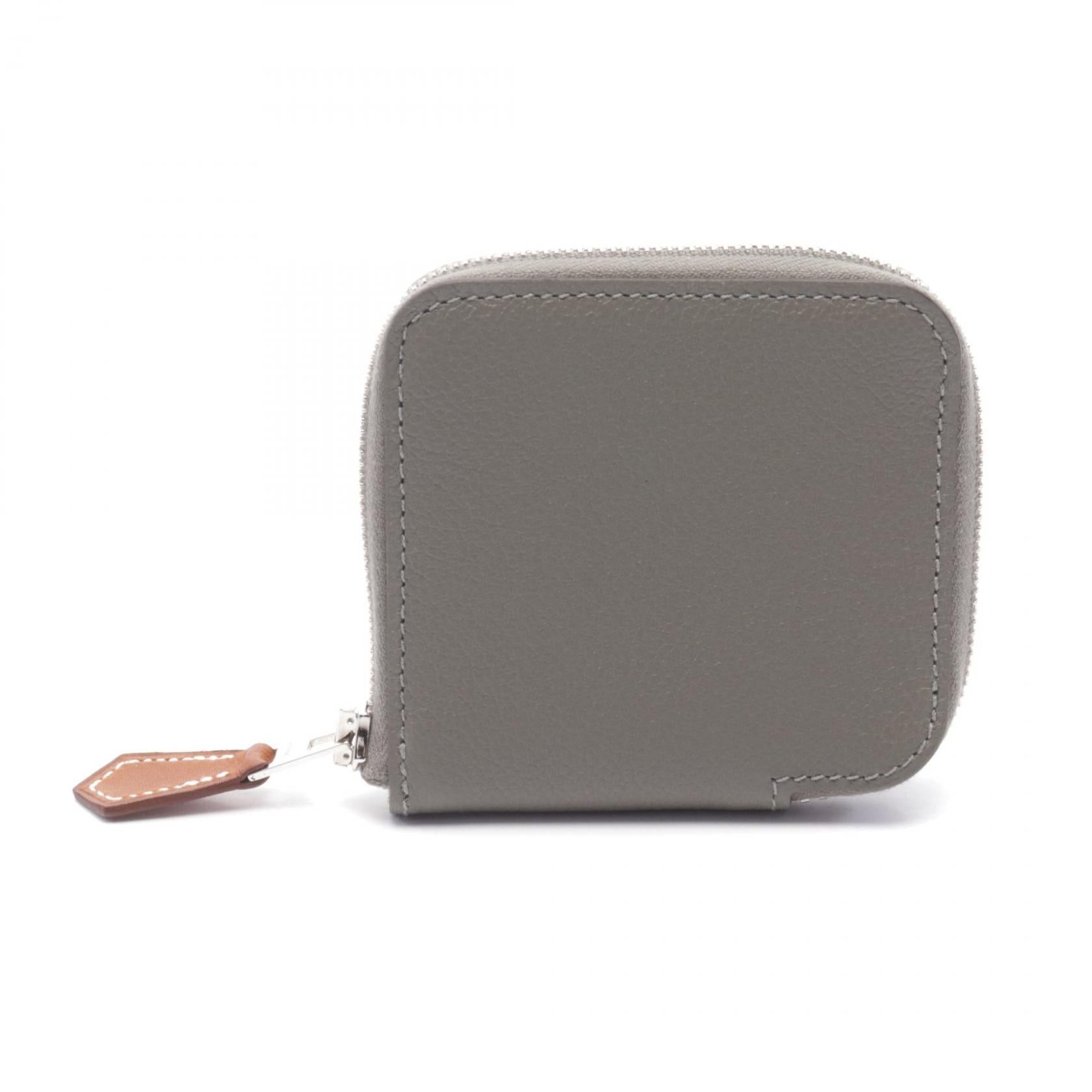 Hermes Hermes Azap Compact Mini Silk In Grimeyer Coin Purse Evercolor Gray Silver Hardware Double Engraved Size ONE SIZE - 1 Thumbnail