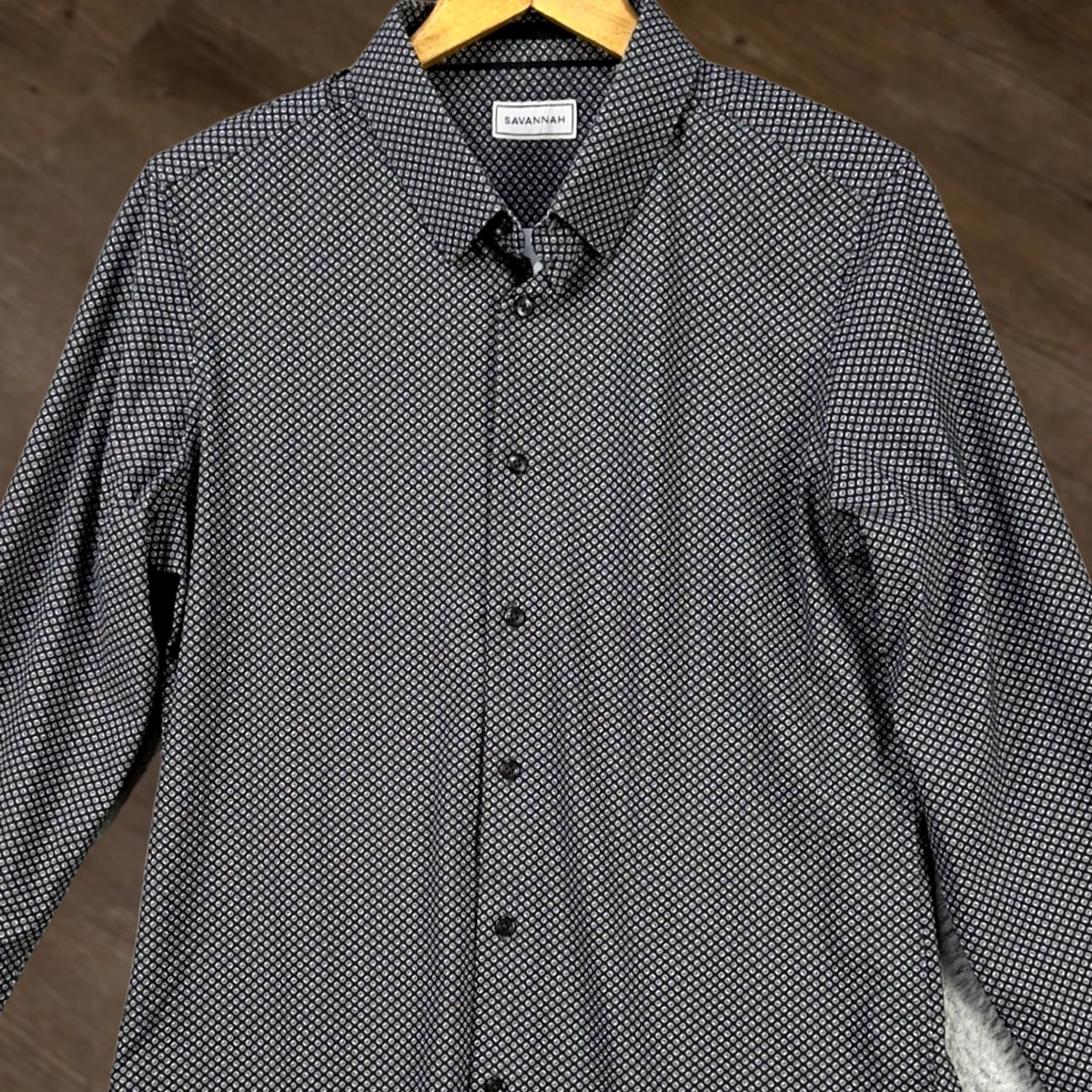 Vintage Savannah Mens Button-Up Shirt Small Black Geometric Performance Poly Spandex NEW Size US S / EU 44-46 / 1 - 1 Thumbnail