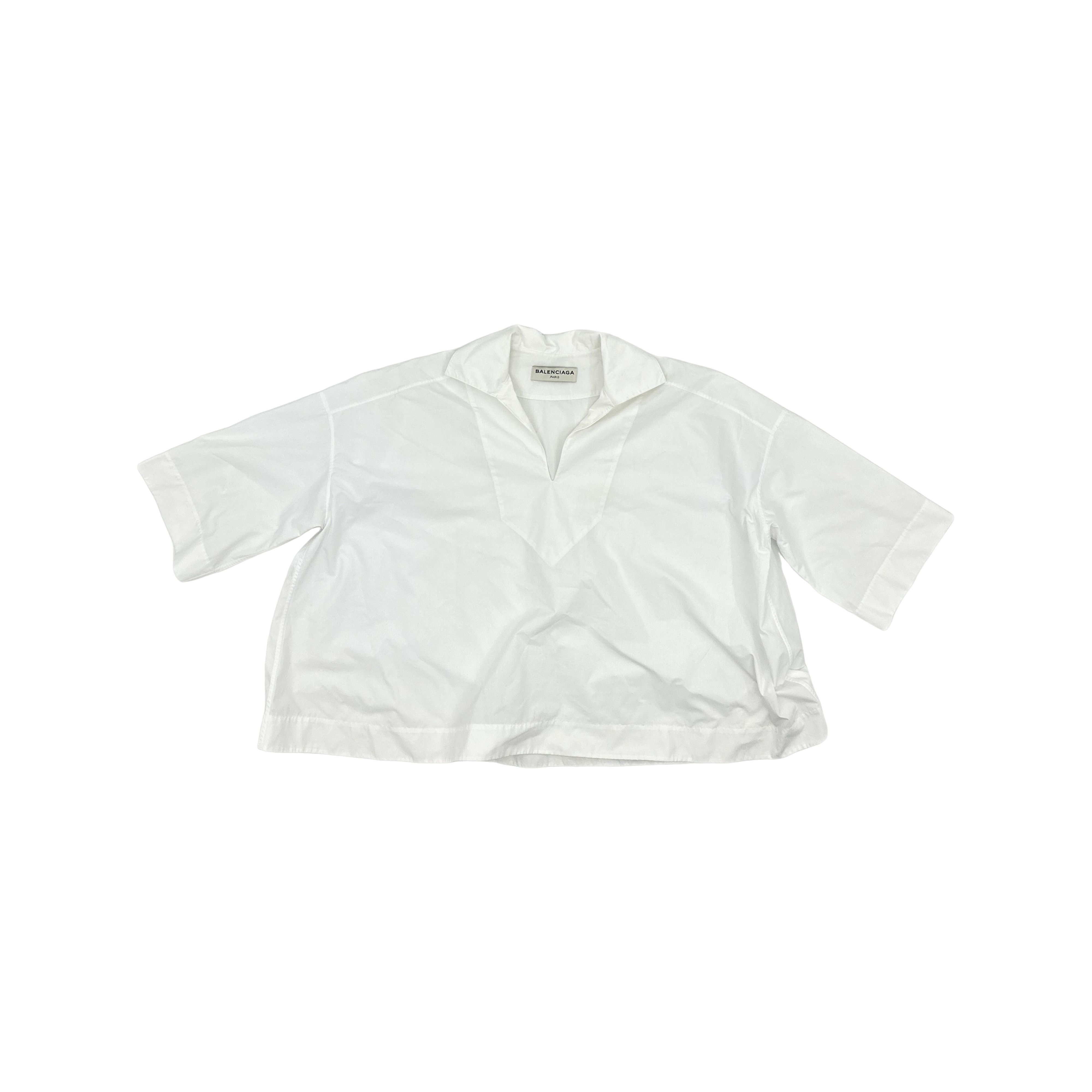 Balenciaga Balenciaga White Cotton V-Neck Blouse Size 34 Size XS / US 0-2 / IT 36-38 - 1 Thumbnail