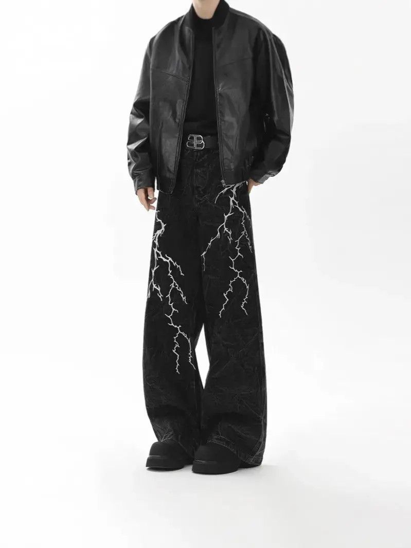 Japanese Brand Retro loose wide leg embroidered jeans Size US 32 / EU 48 - 2 Thumbnail