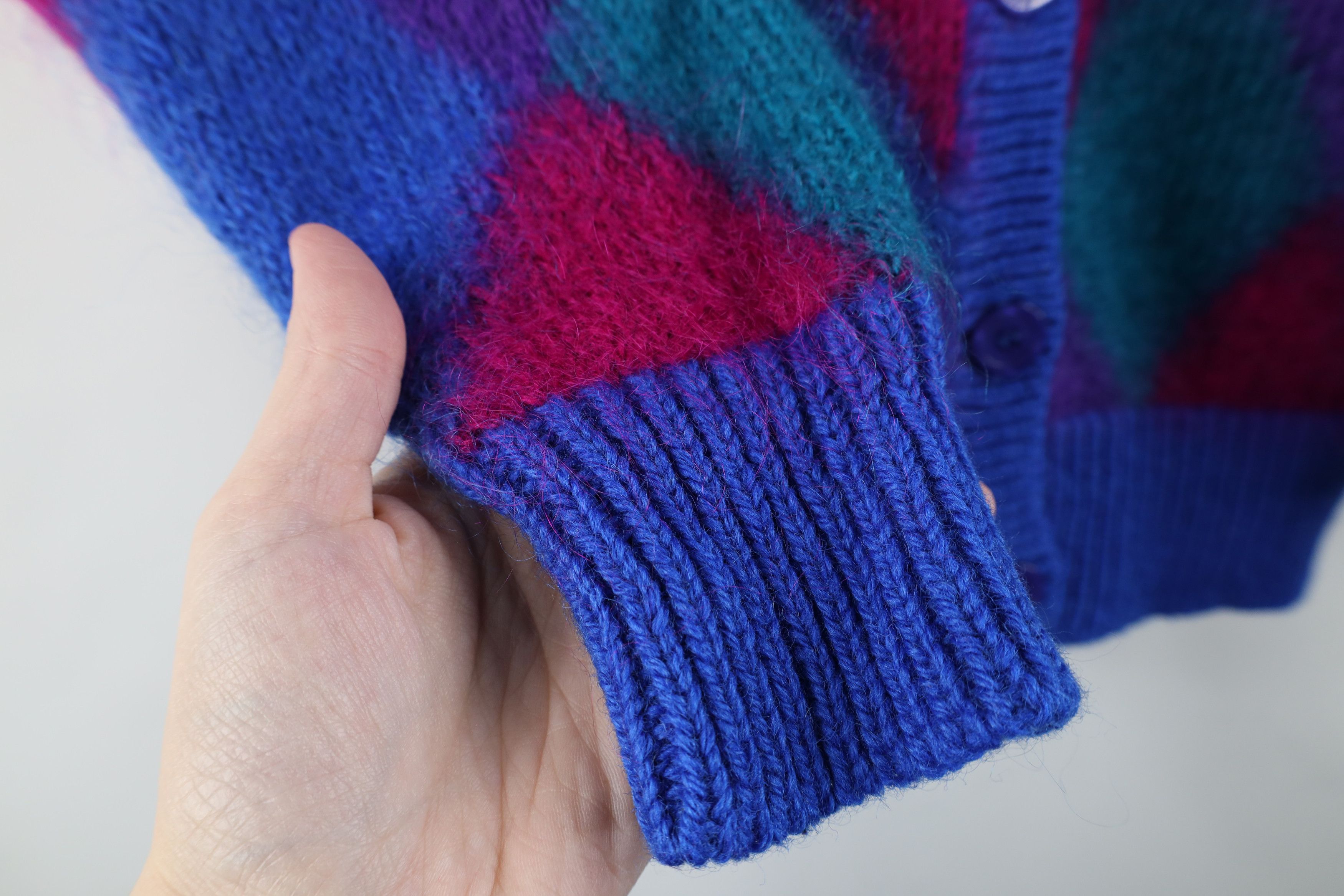 Vintage Vintage 90s Streetwear Mohair Wool Argyle Cardigan Sweater Size M / US 6-8 / IT 42-44 - 5 Thumbnail