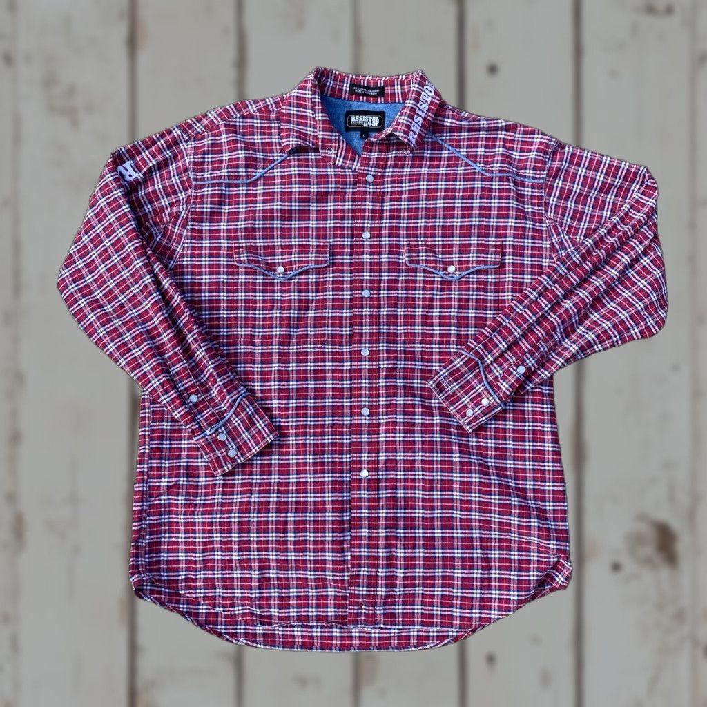Vintage Resistol Rodeo Gear Shirt Mens Large Plaid Long Sleeve Western Cowboy Pearl Snap Button-Up Collared Cowboy Western Mens L Blue Size US L / EU 52-54 / 3 - 1 Thumbnail