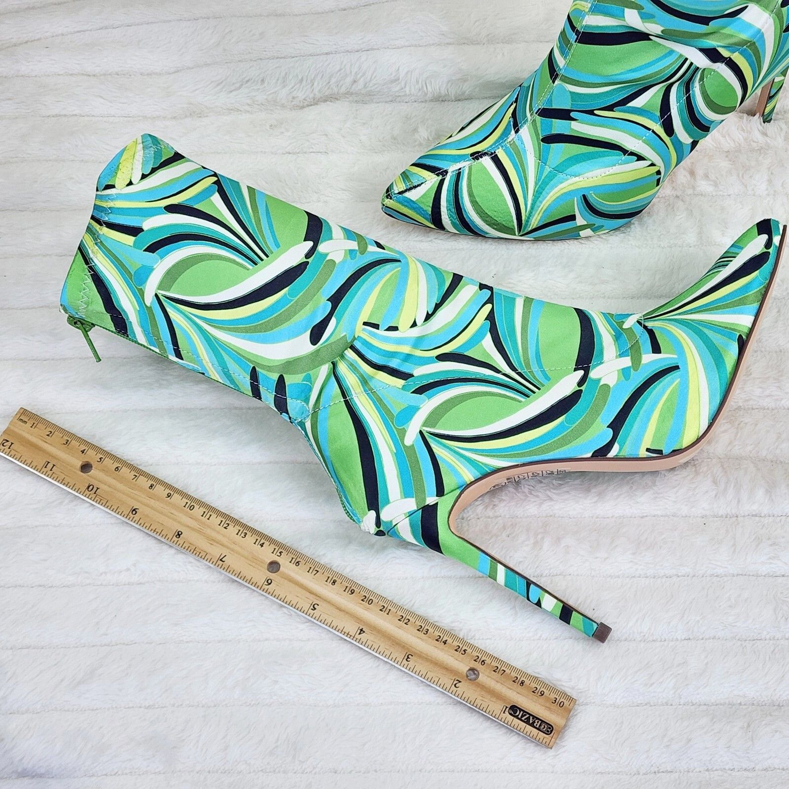 Other Odin Crazy Wild Color Pattern High Heel Stretch Fabric Ankle Size US 9 / IT 39 - 7 Thumbnail
