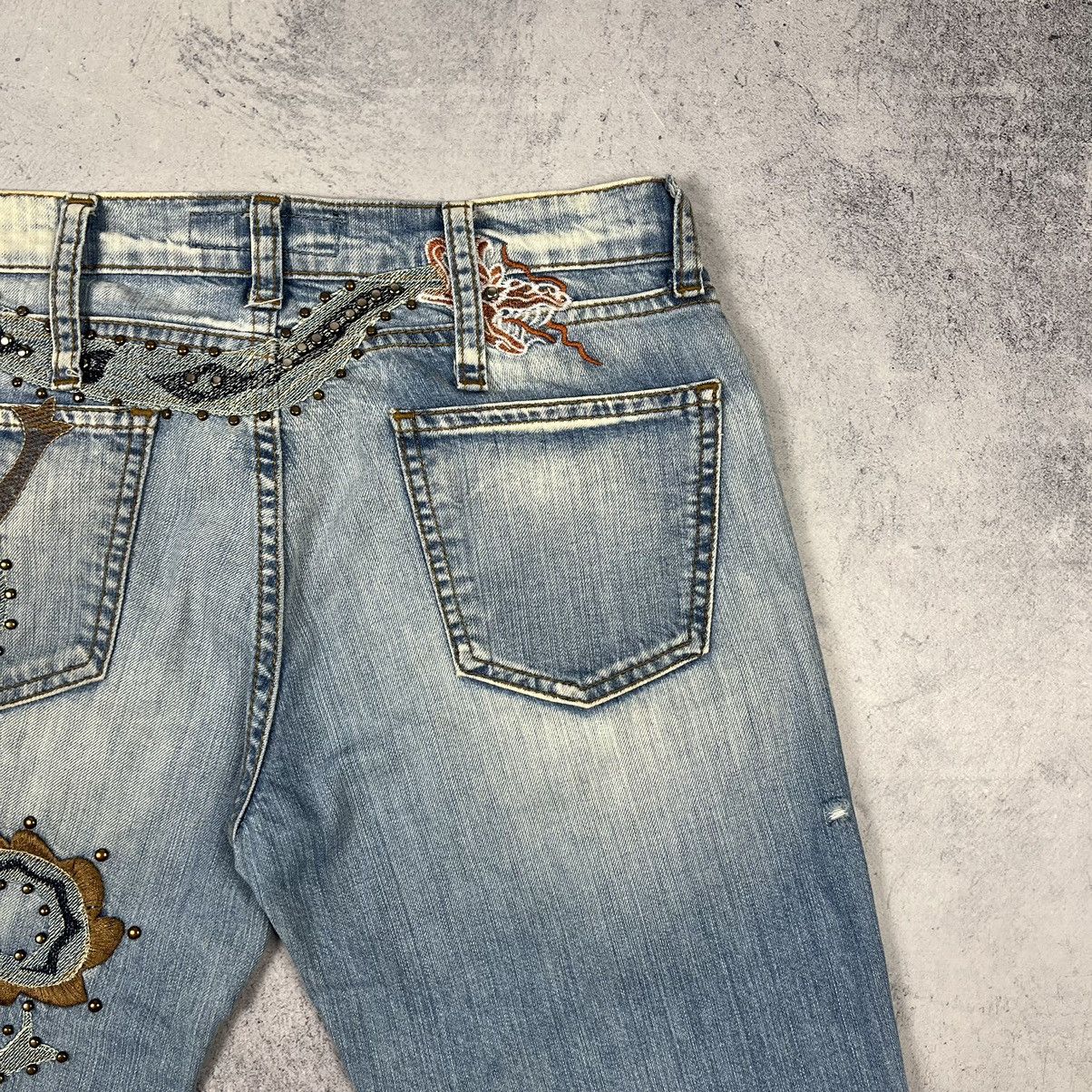 Roberto Cavalli Just Cavalli by Roberto Cavalli embroidered dragon y2k jeans Size 28" / US 6 / IT 42 - 4 Thumbnail
