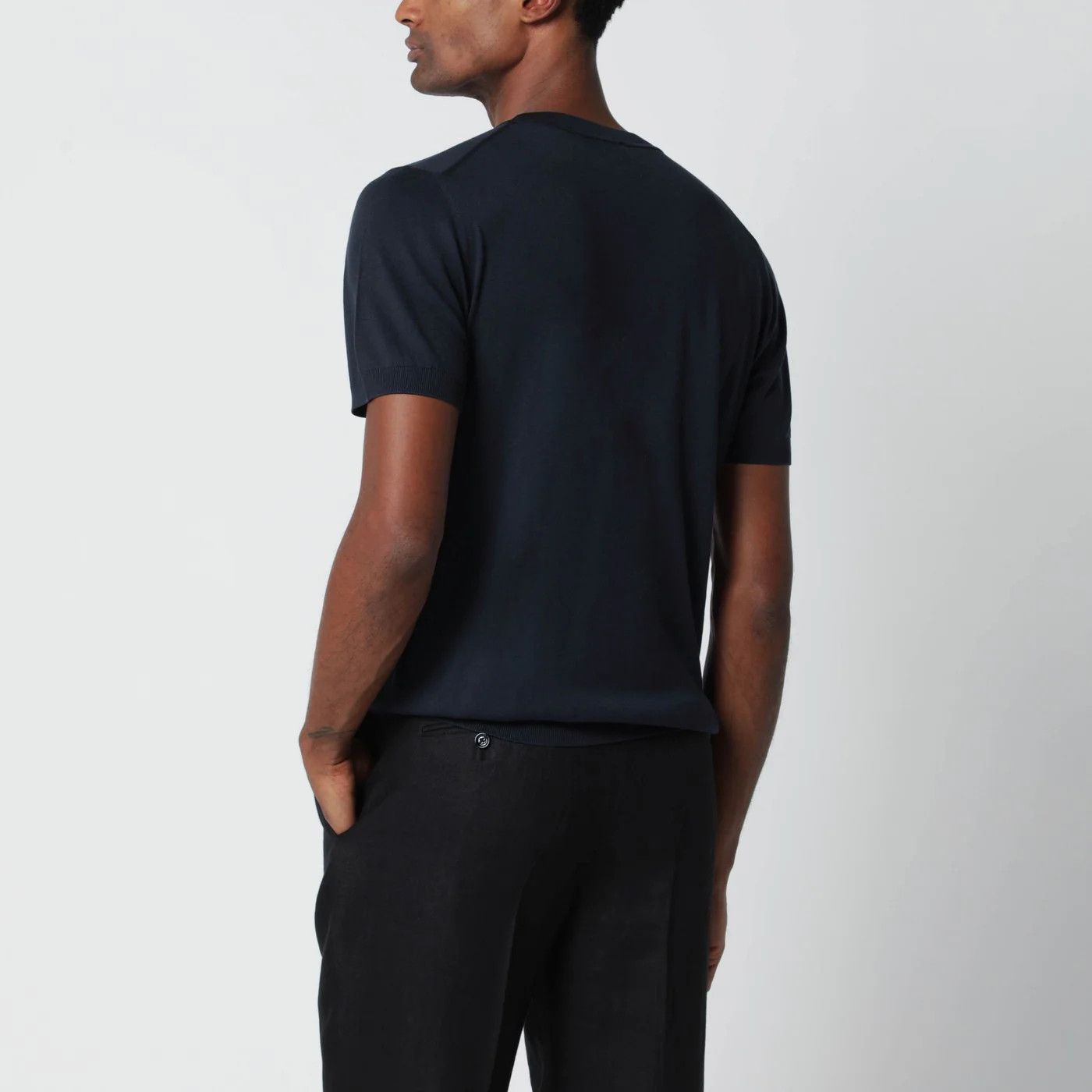 Lardini o1d2blof0526 Wool-blend Short Sleeve T-Shirt in Blue Size US M / EU 48-50 / 2 - 3 Thumbnail