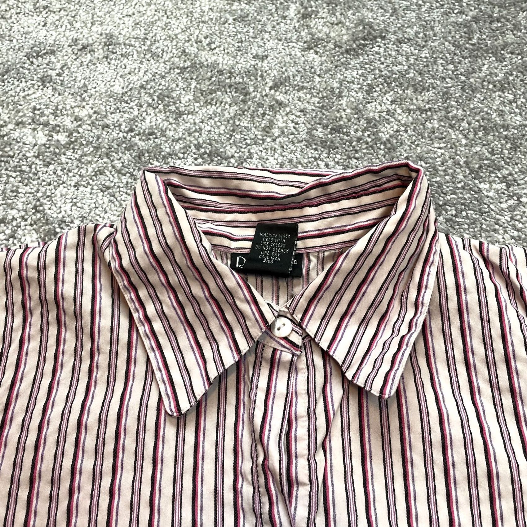 Vintage Rafaella Button Up Blouse Shirt Womens 10 Purple Striped Collared Ladies Top Shirt Size L / US 10 / IT 46 - 2 Thumbnail