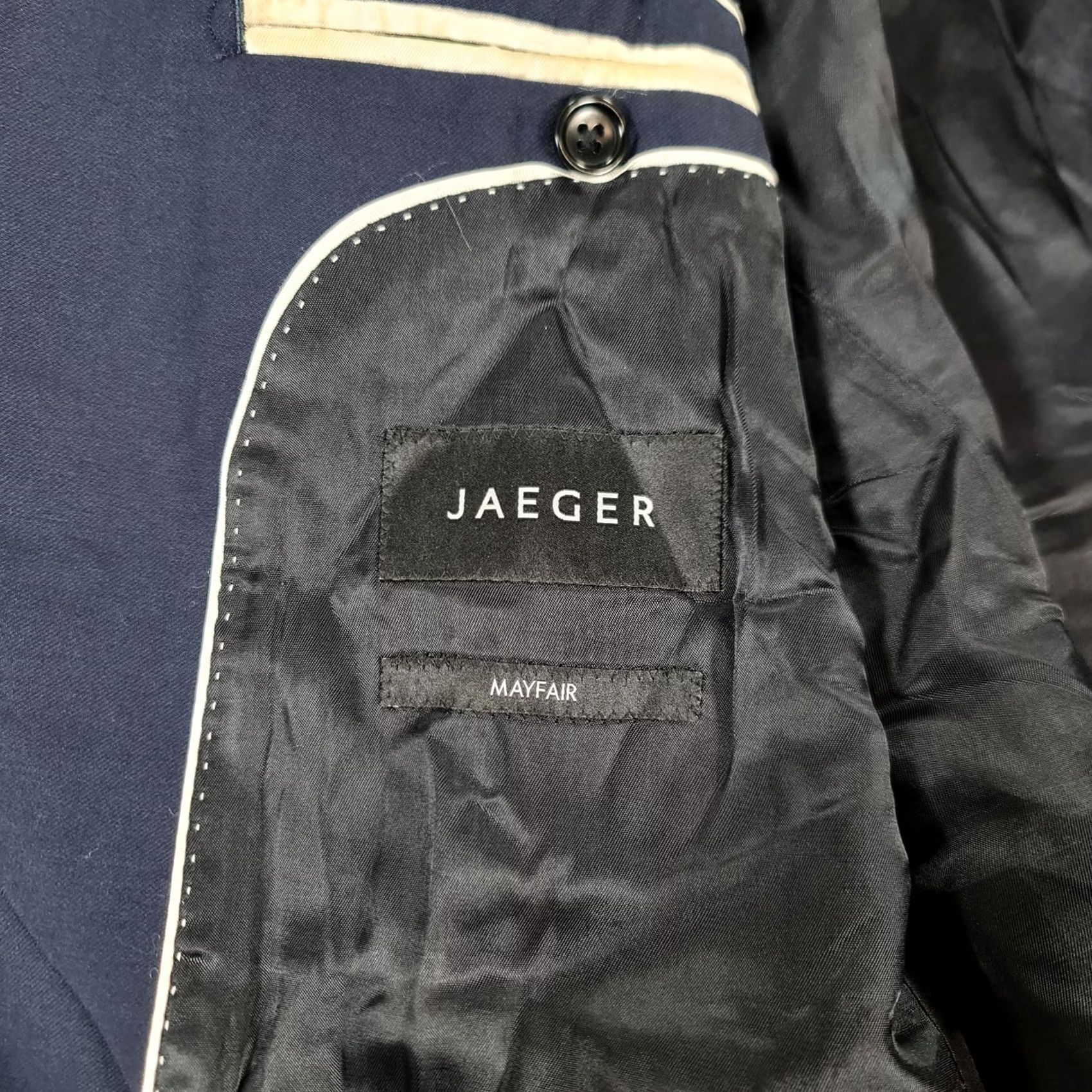 Jaeger Jaeger Mens Suit Jacket Navy Blue 42 R Wool Blazer Single-Breasted 2 Piece Formal Business Mens Size 42R - 4 Thumbnail