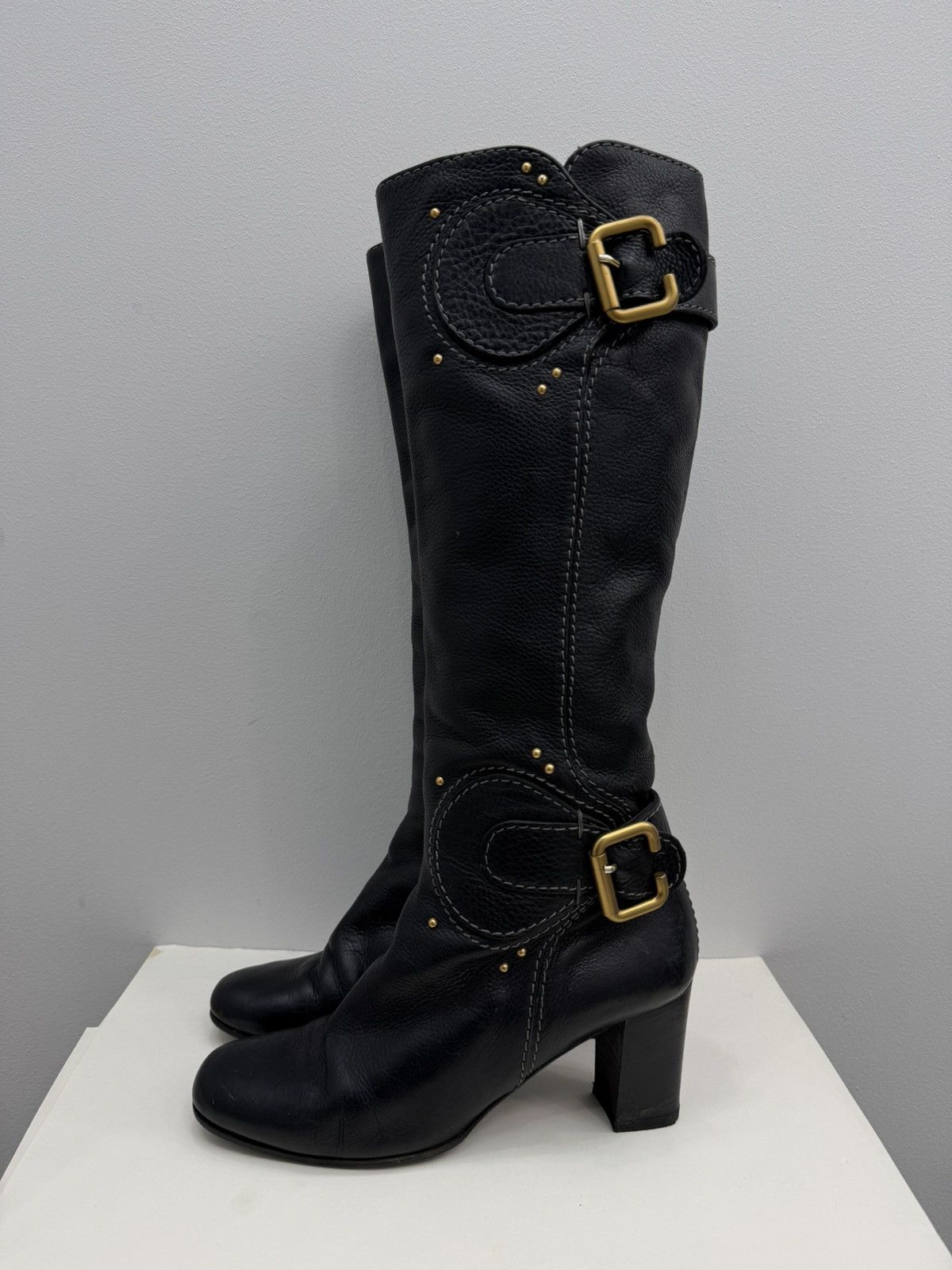 Chloe Chloe Black Leather Wrap Straps Buckle Heeled Boots Size US 9 / IT 39 - 1 Thumbnail